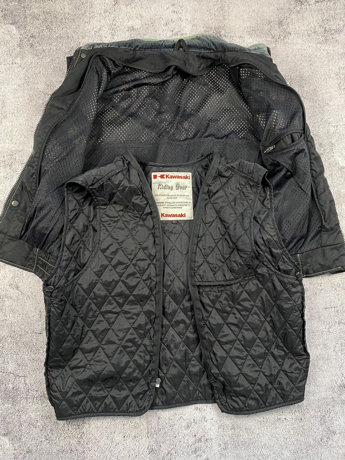 Vintage Vintage Kawasaki Team Green Racing zip off jacket vest Size US L / EU 52-54 / 3 - 25 Thumbnail
