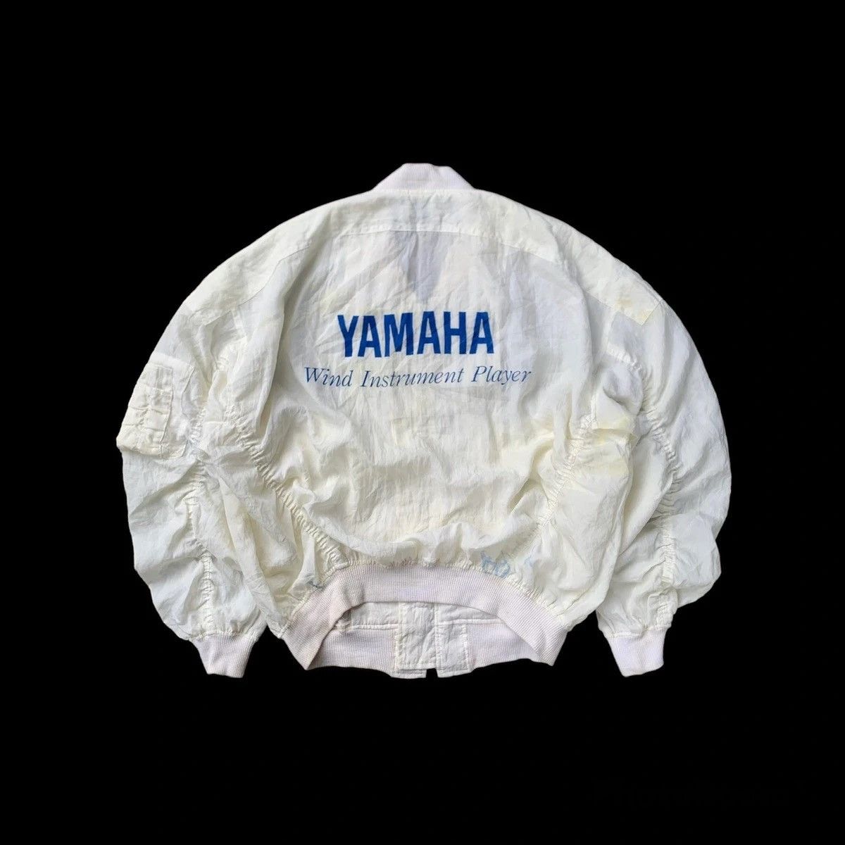 image of Vintage Yamaha Wind Instrument Player Ma-1 Bomber Jacket in Blue/White, Men's (Size Large)