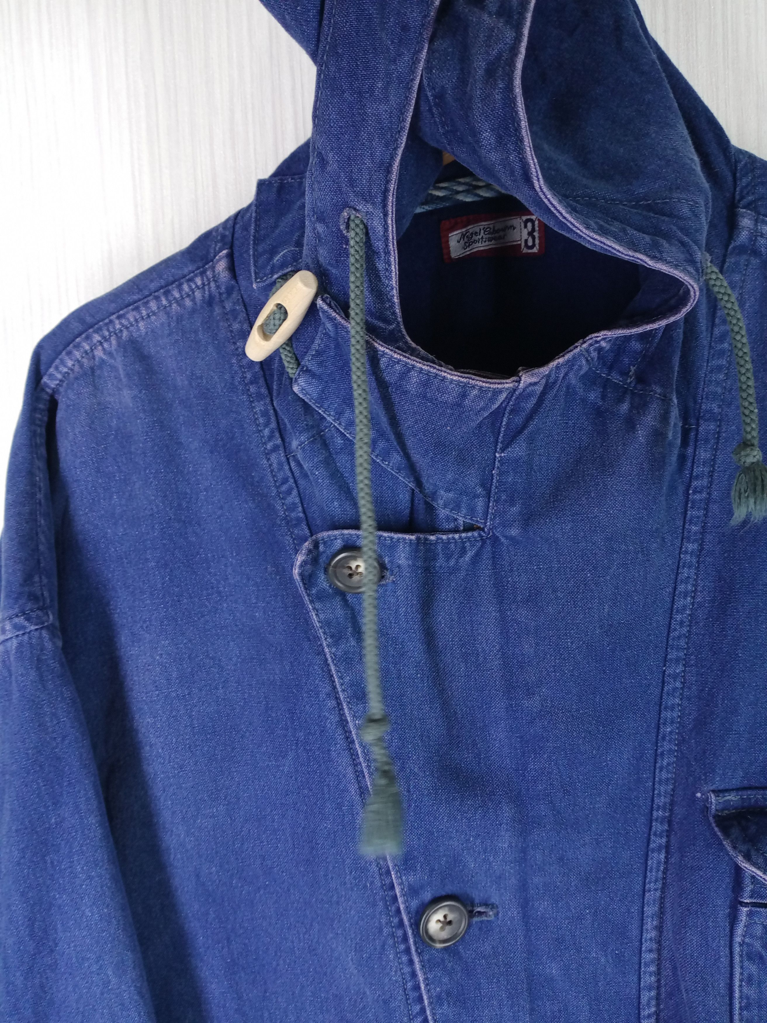 Nigel Cabourn Vintage Nigel Cabourn Denim Long Jacket Hoodie Size US L / EU 52-54 / 3 - 9 Thumbnail