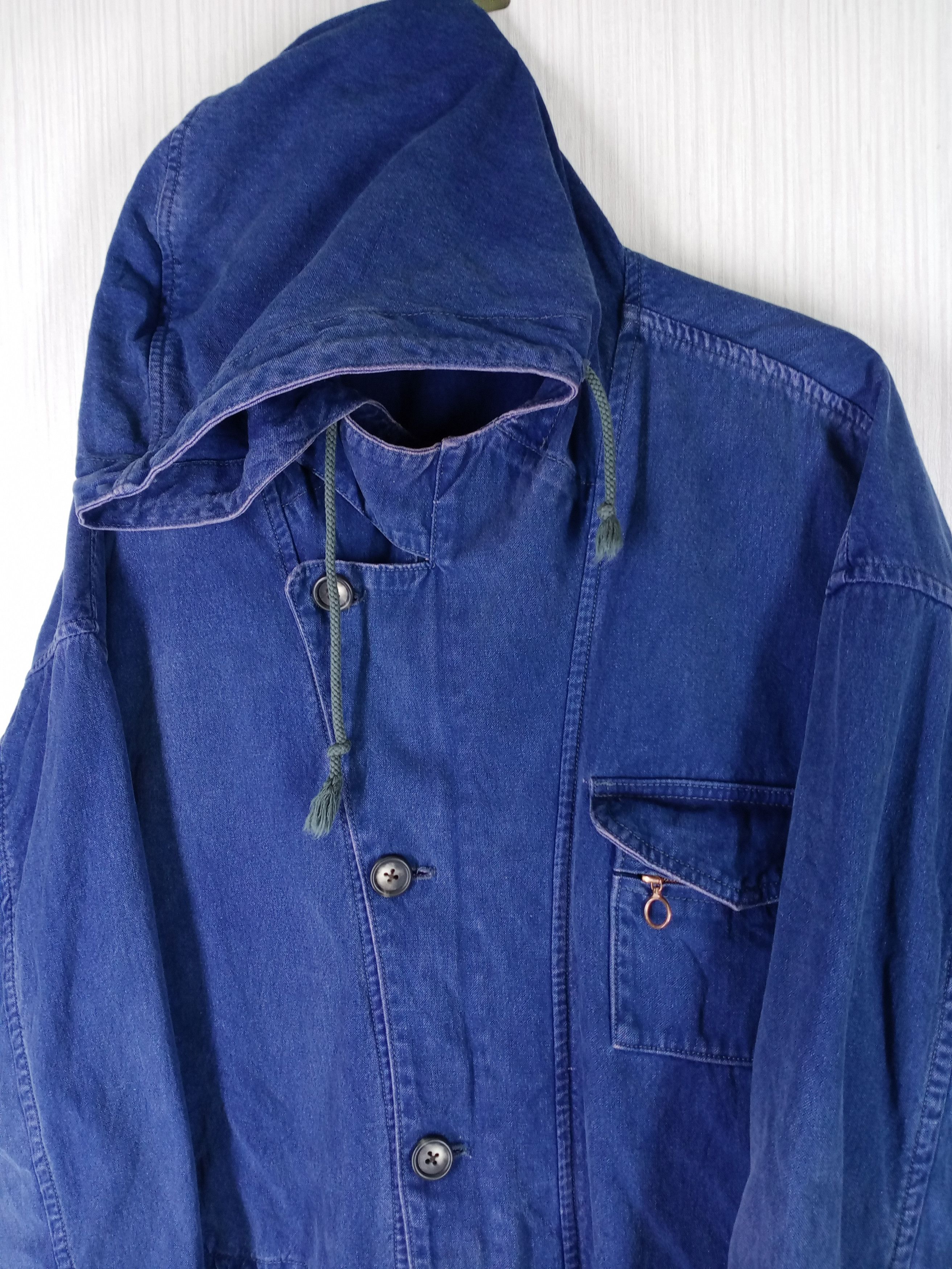 Nigel Cabourn Vintage Nigel Cabourn Denim Long Jacket Hoodie Size US L / EU 52-54 / 3 - 4 Thumbnail