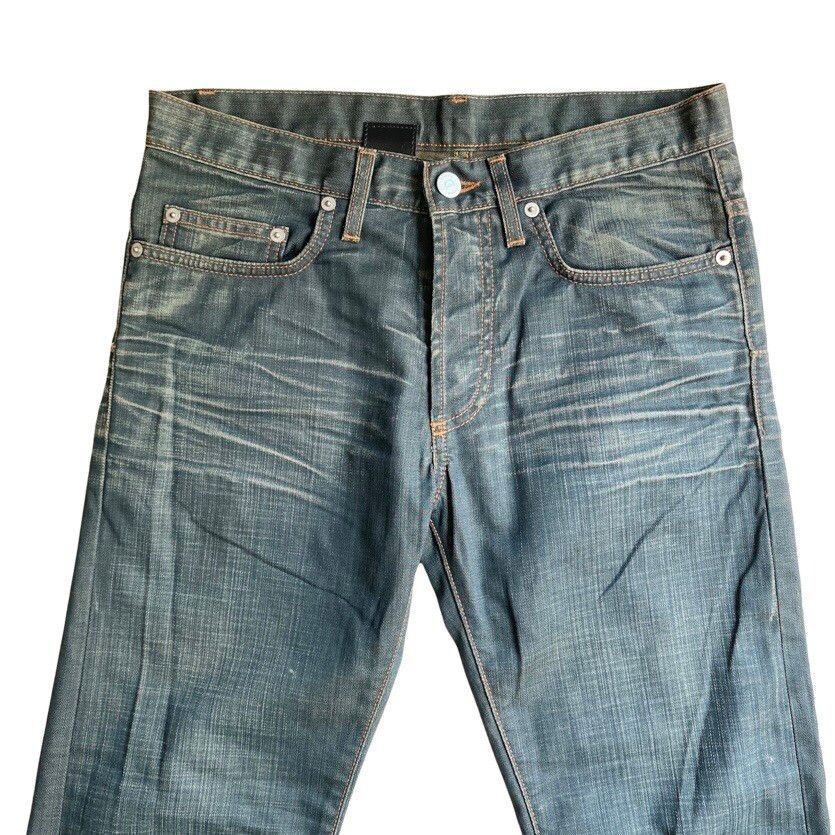 Pre-owned Dior Homme Wrinkle Dark Blue Coated Jeans 17.5cm Mii