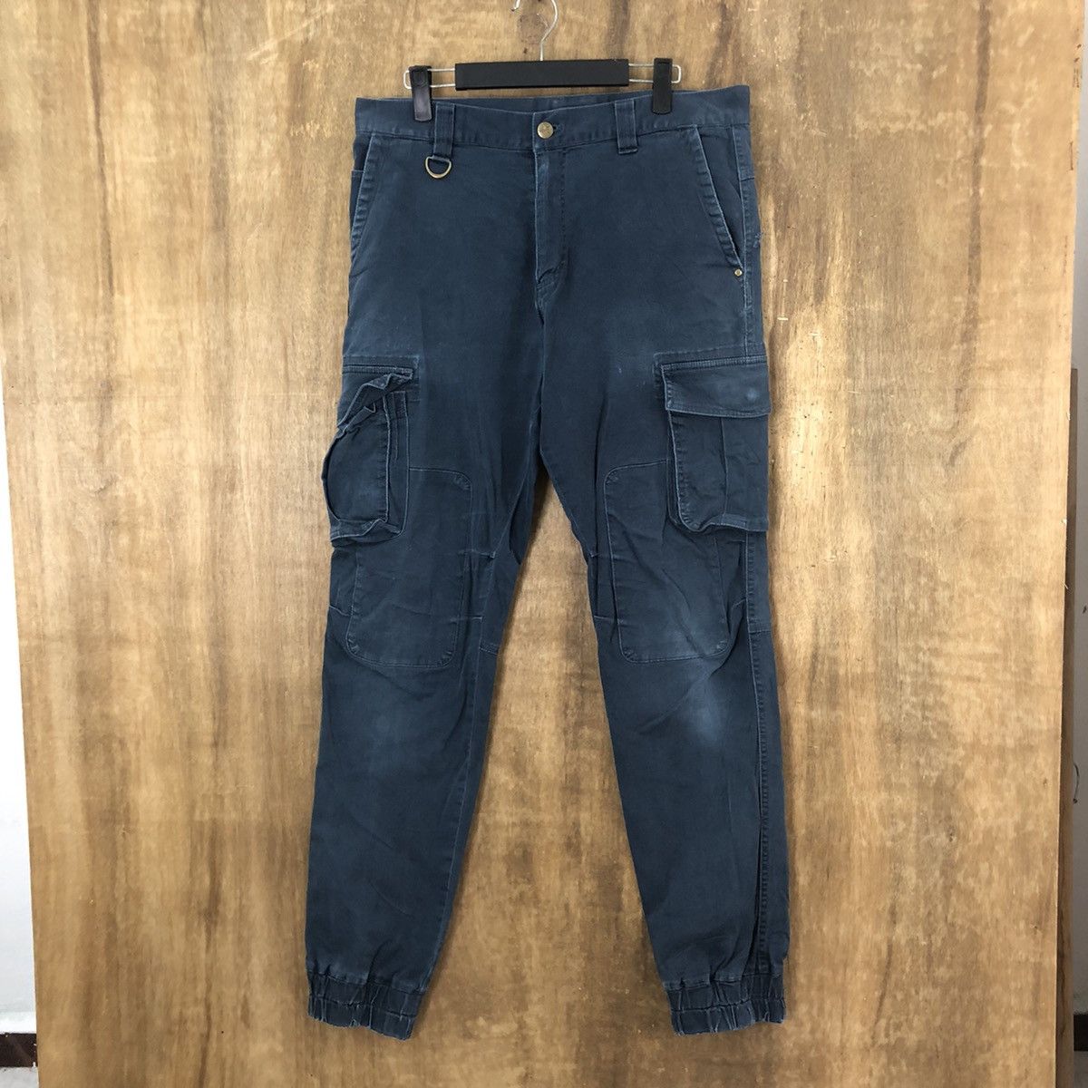 image of Vintage Rocky Dark Faded Blue Cargo Multipocket Pants 6245 in Dark Blue, Men's (Size 30)