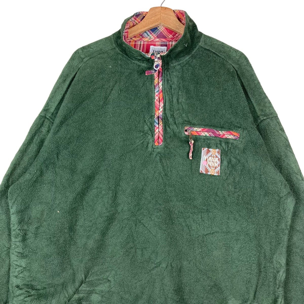 Vintage Vintage Think Pink Quarter Zip Pullover Jumper Sweatshirt Size US XL / EU 56 / 4 - 2 Thumbnail
