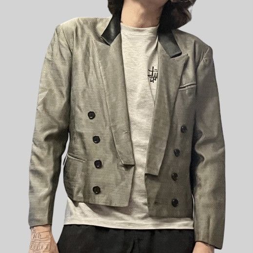Yohji Yamamoto Vintage 80’s Iridescent Cropped Blazer Size US M / EU 48-50 / 2 - 5 Thumbnail