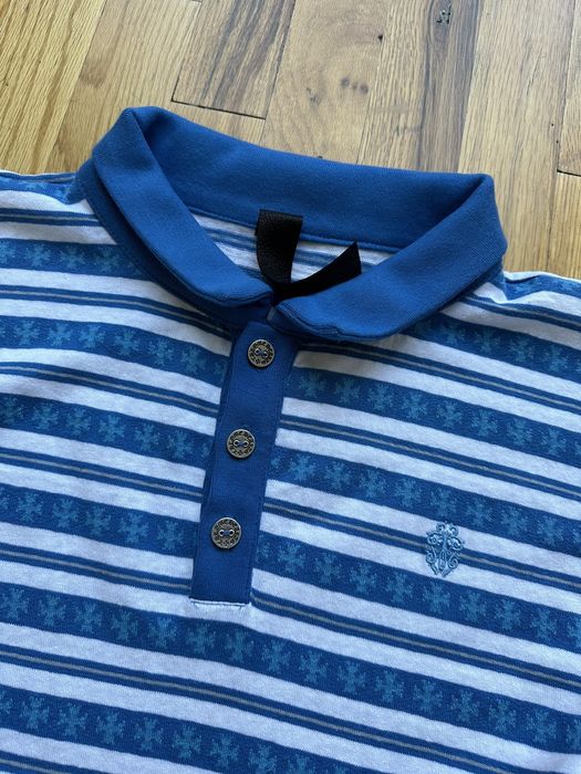 Chrome Hearts CHROME HEARTS BABY BLUE STRIPE LONG SLEEVE POLO | Grailed