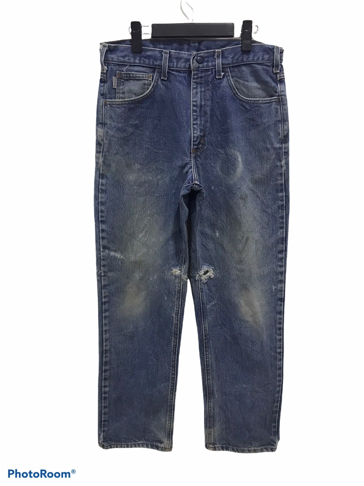 Carhartt Vtg Carhartt Flame resistant Distressed denim Size US 33 - 1 Thumbnail