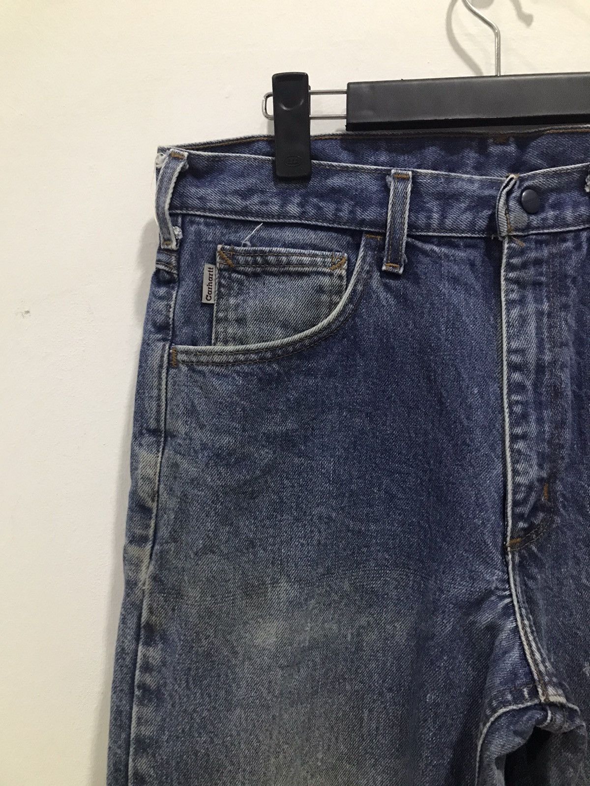Carhartt Vtg Carhartt Flame resistant Distressed denim Size US 33 - 10 Thumbnail