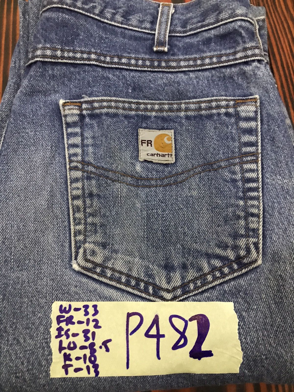 Carhartt Vtg Carhartt Flame resistant Distressed denim Size US 33 - 25 Thumbnail