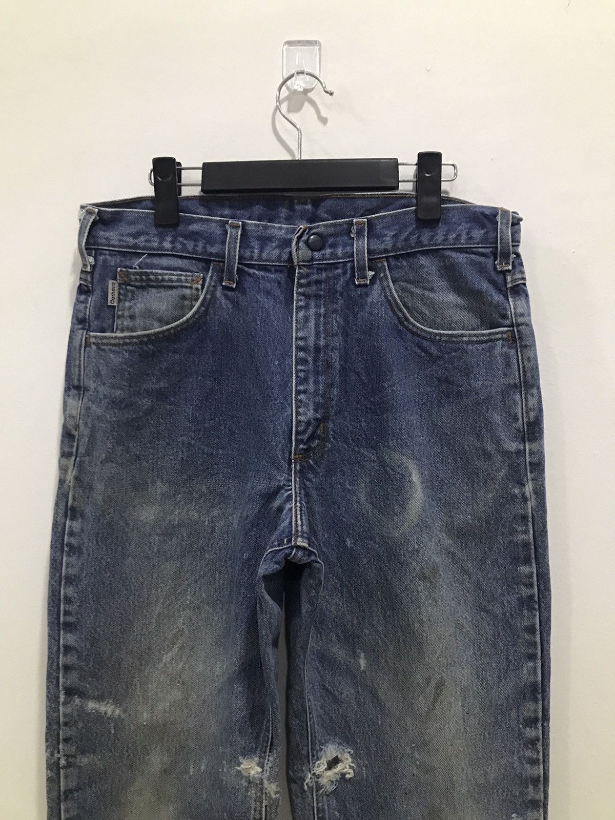 Carhartt Vtg Carhartt Flame resistant Distressed denim Size US 33 - 3 Thumbnail