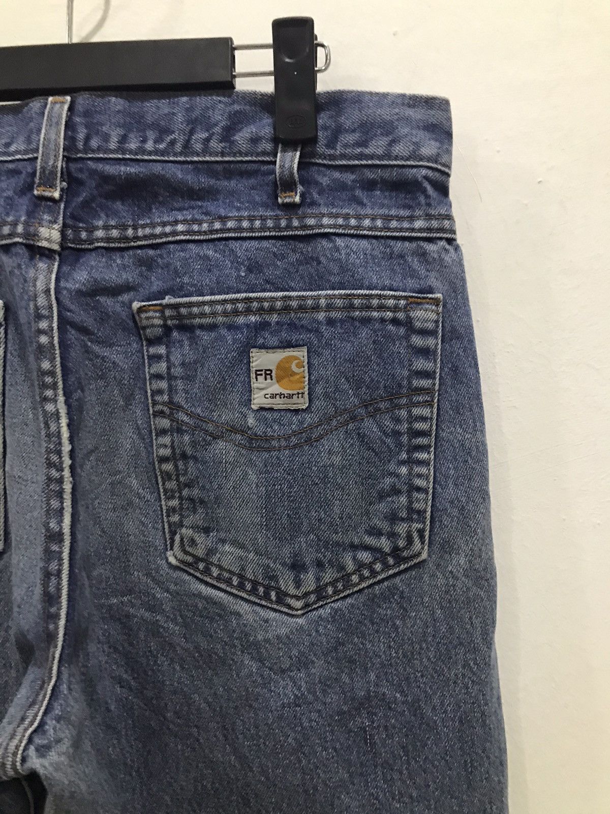 Carhartt Vtg Carhartt Flame resistant Distressed denim Size US 33 - 14 Thumbnail