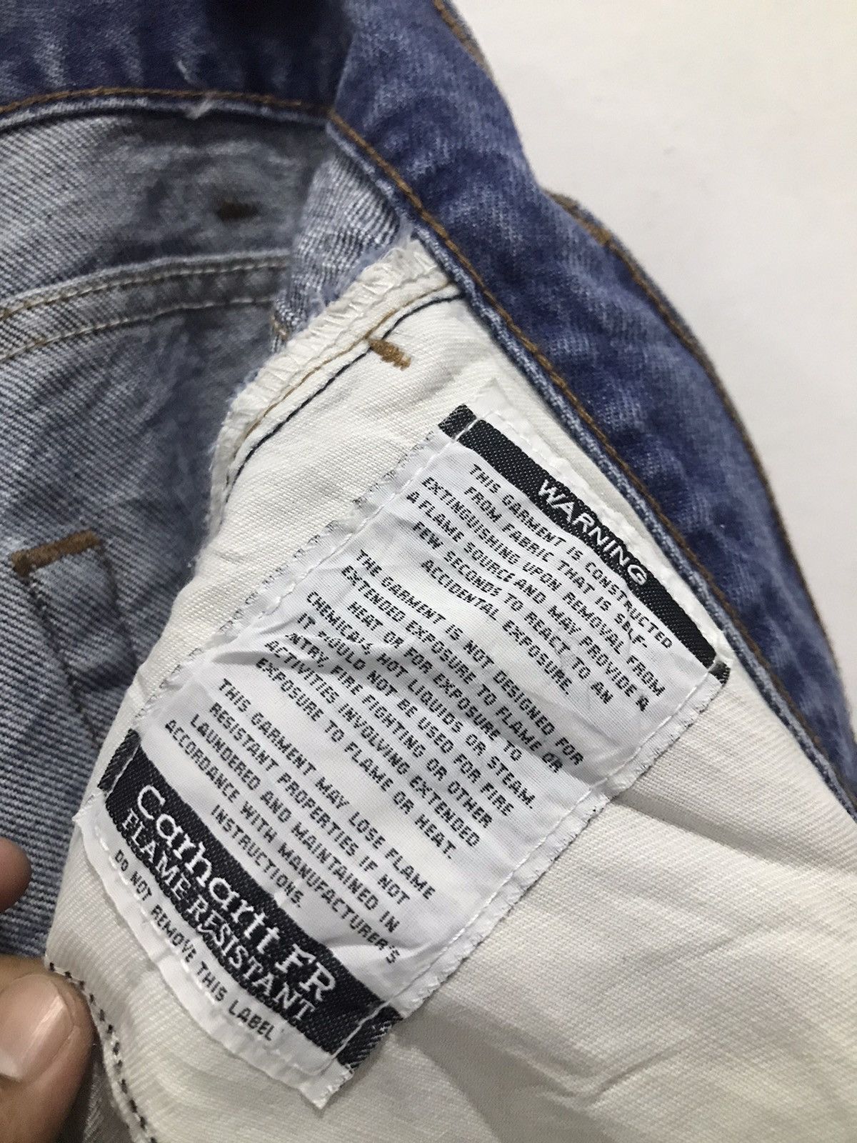 Carhartt Vtg Carhartt Flame resistant Distressed denim Size US 33 - 24 Thumbnail
