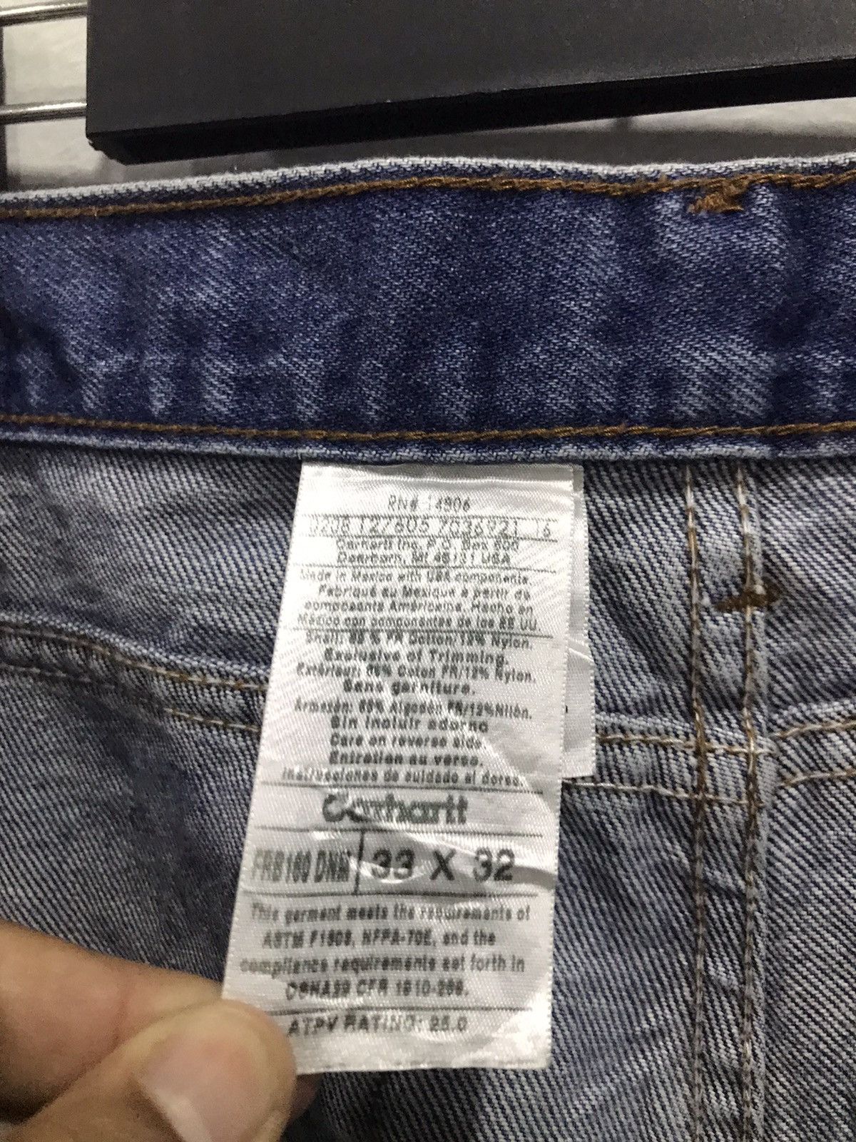Carhartt Vtg Carhartt Flame resistant Distressed denim Size US 33 - 20 Thumbnail