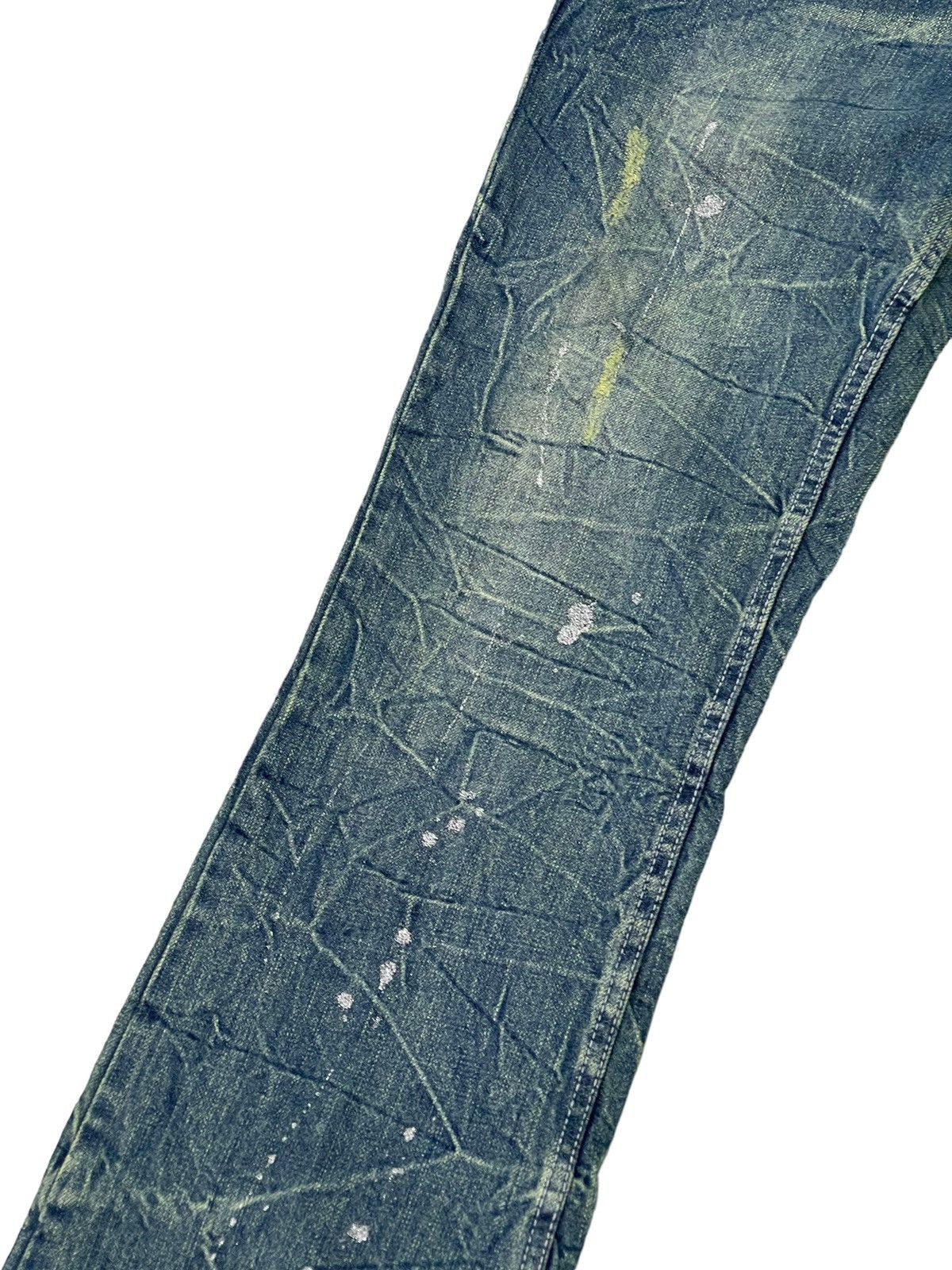 Japanese Brand Flare Jeans Nylaus Distress Low Rise Acid Wash Painted 5🟦5 Size US 30 / EU 46 - 6 Thumbnail