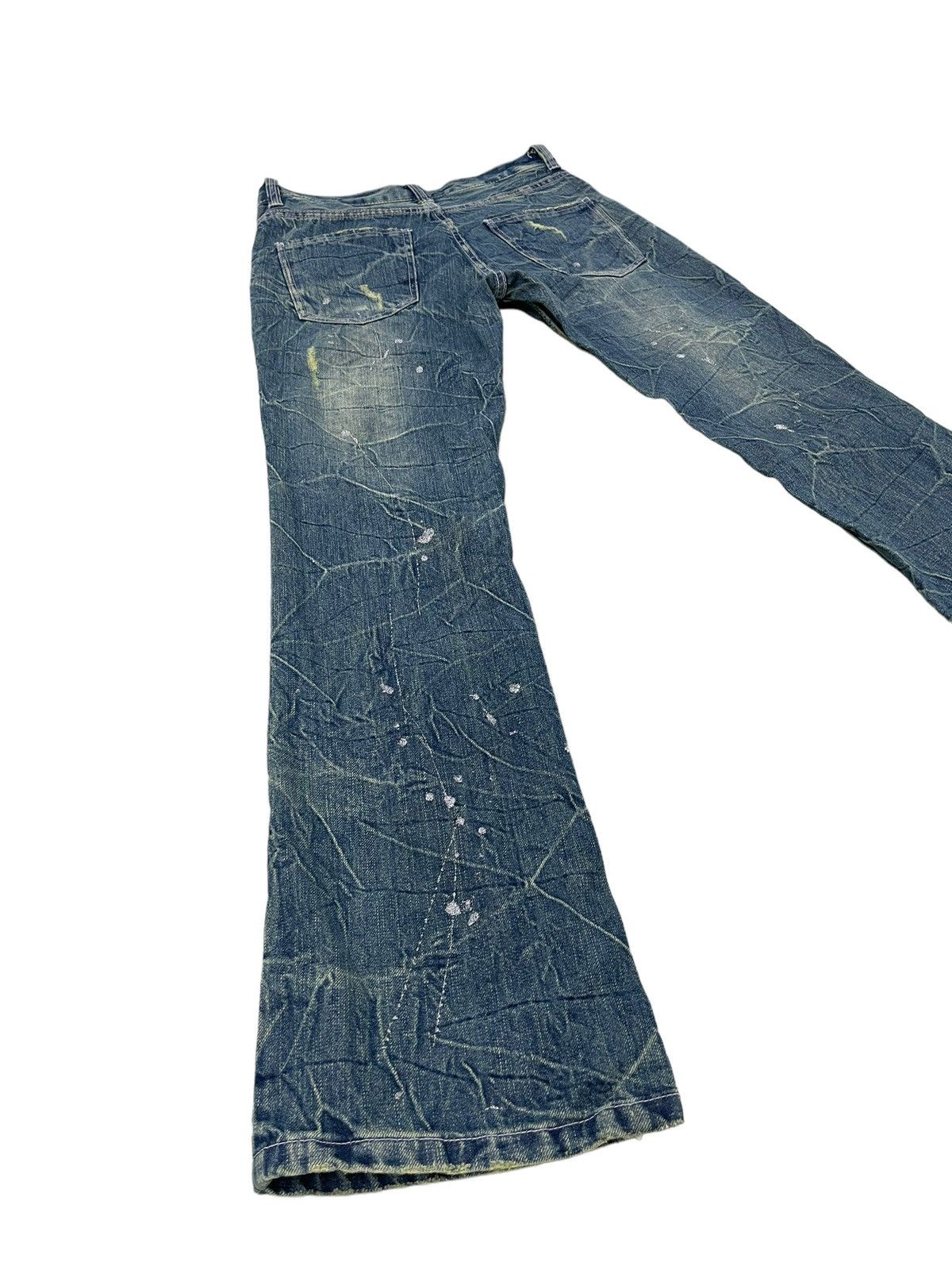 Japanese Brand Flare Jeans Nylaus Distress Low Rise Acid Wash Painted 5🟦5 Size US 30 / EU 46 - 13 Thumbnail