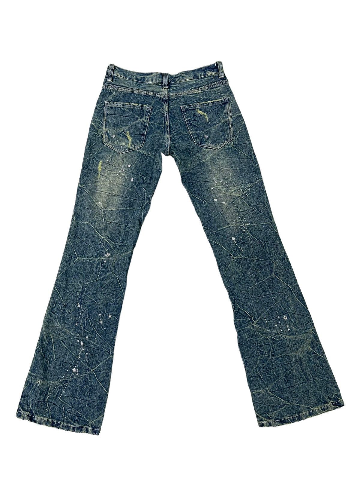 Japanese Brand Flare Jeans Nylaus Distress Low Rise Acid Wash Painted 5🟦5 Size US 30 / EU 46 - 12 Thumbnail