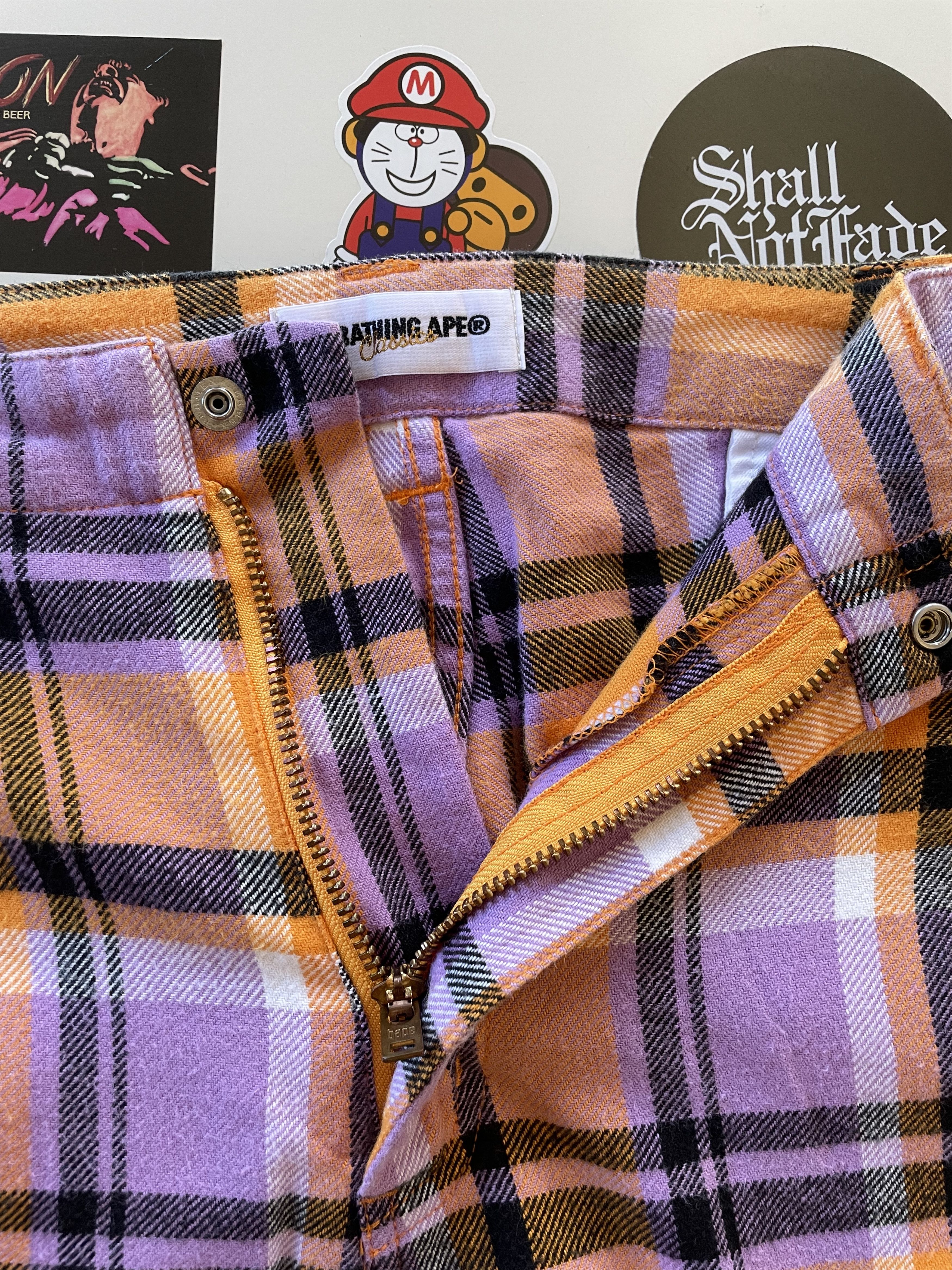 Bape × Nigo × Vintage Bape A Bathing Ape Plaid Shorts Orange / Pink / White Size US 36 / EU 52 - 4 Thumbnail