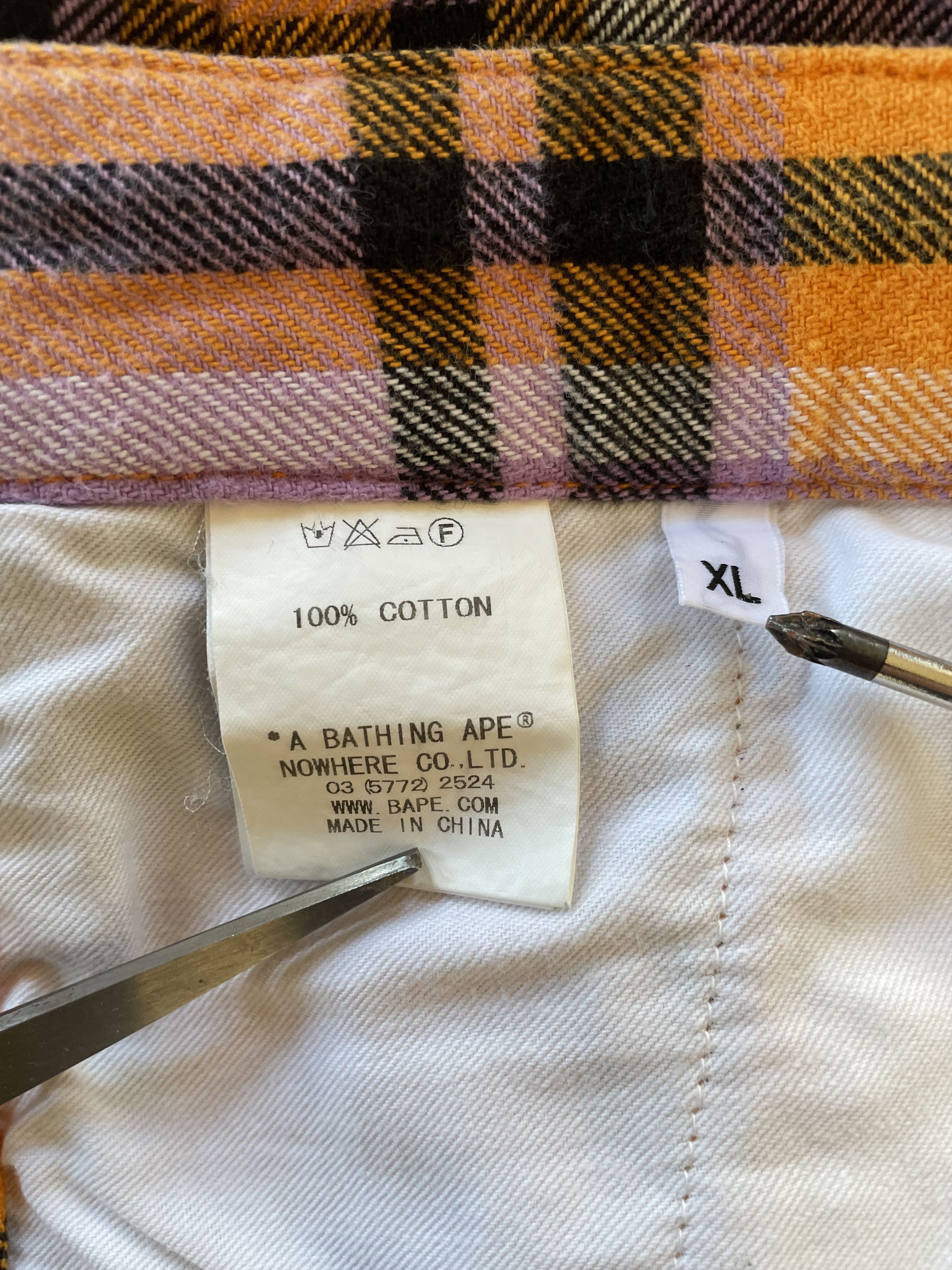 Bape × Nigo × Vintage Bape A Bathing Ape Plaid Shorts Orange / Pink / White Size US 36 / EU 52 - 5 Thumbnail