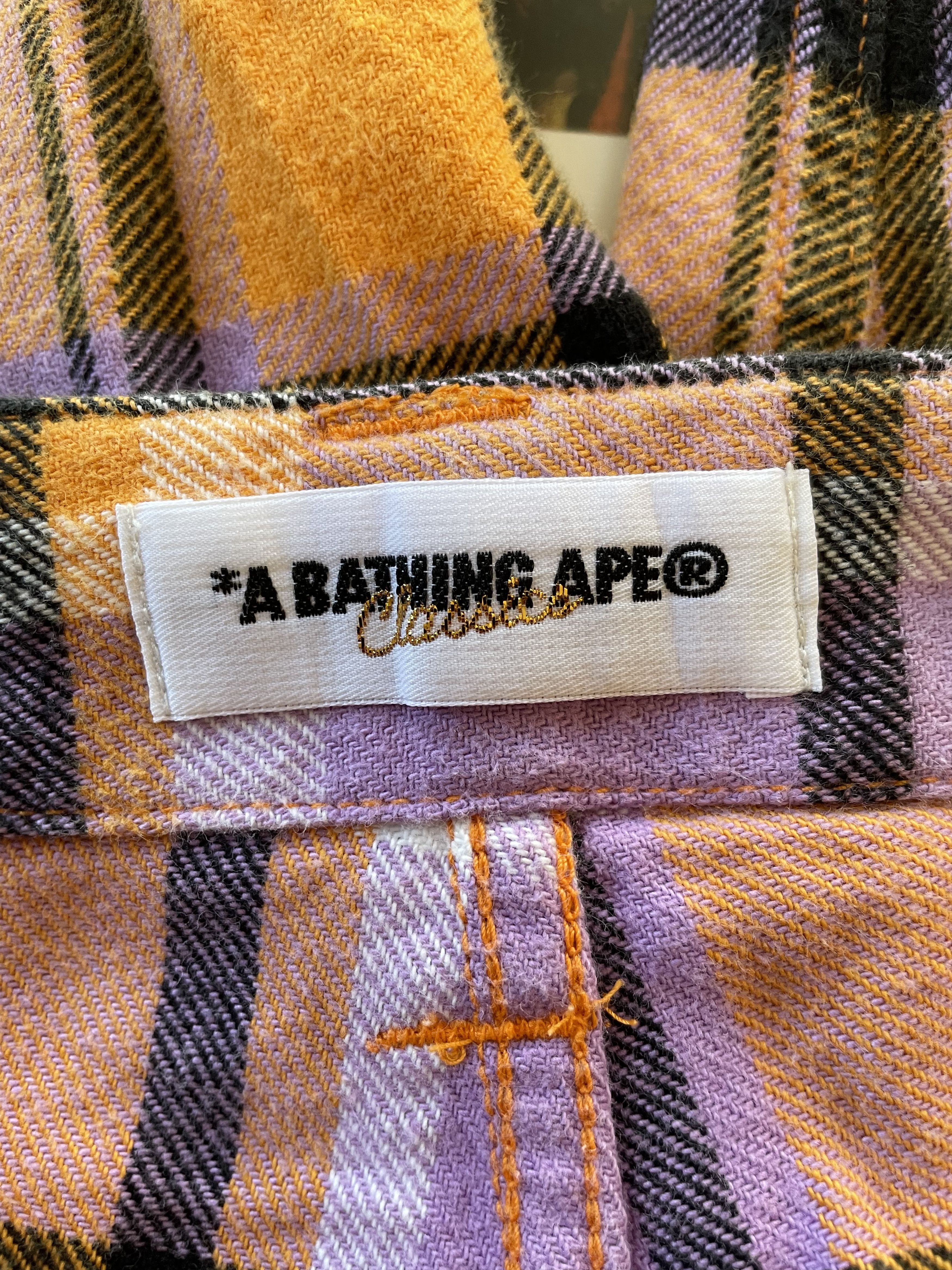 Bape × Nigo × Vintage Bape A Bathing Ape Plaid Shorts Orange / Pink / White Size US 36 / EU 52 - 3 Thumbnail