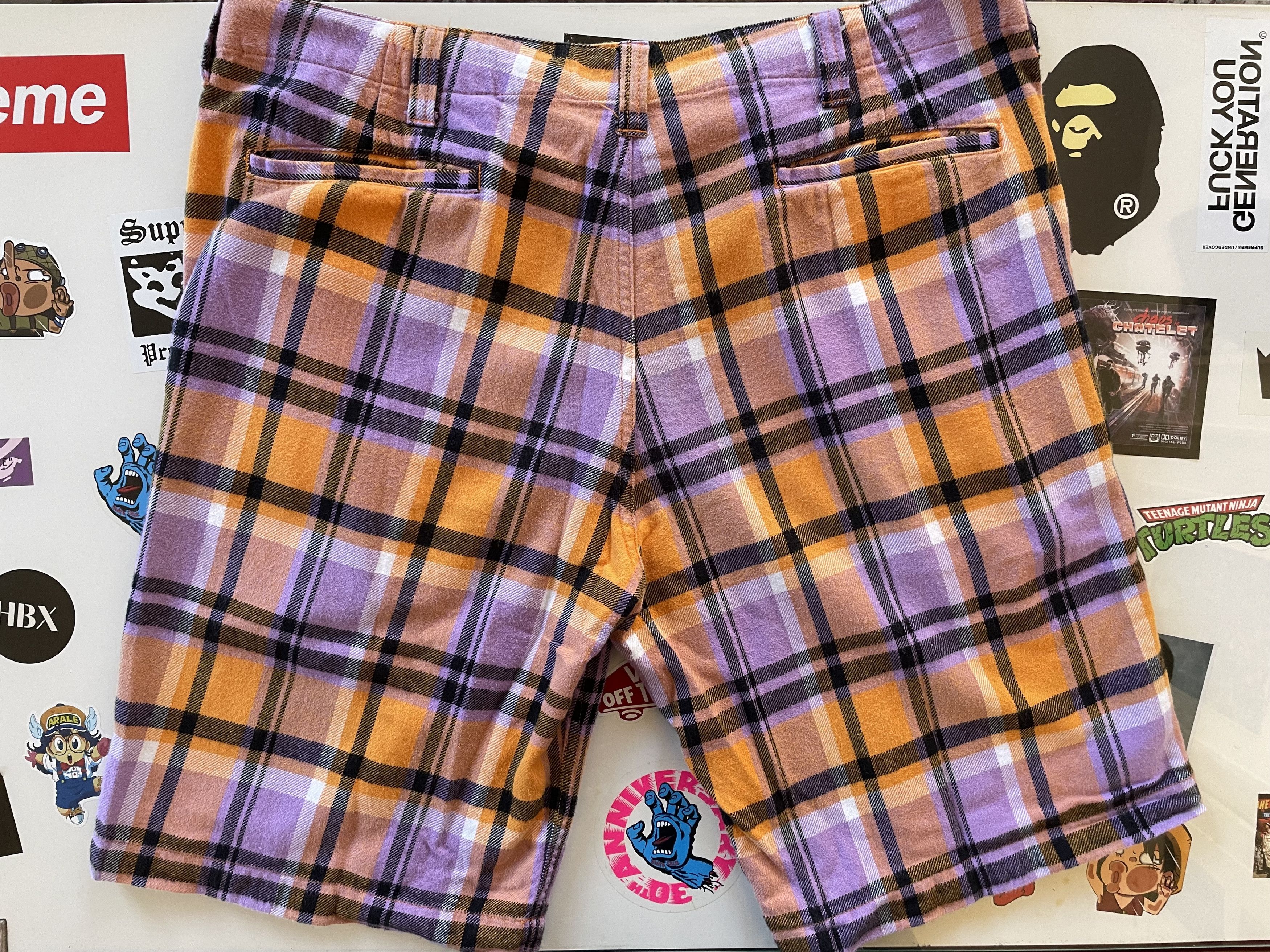 Bape × Nigo × Vintage Bape A Bathing Ape Plaid Shorts Orange / Pink / White Size US 36 / EU 52 - 2 Thumbnail