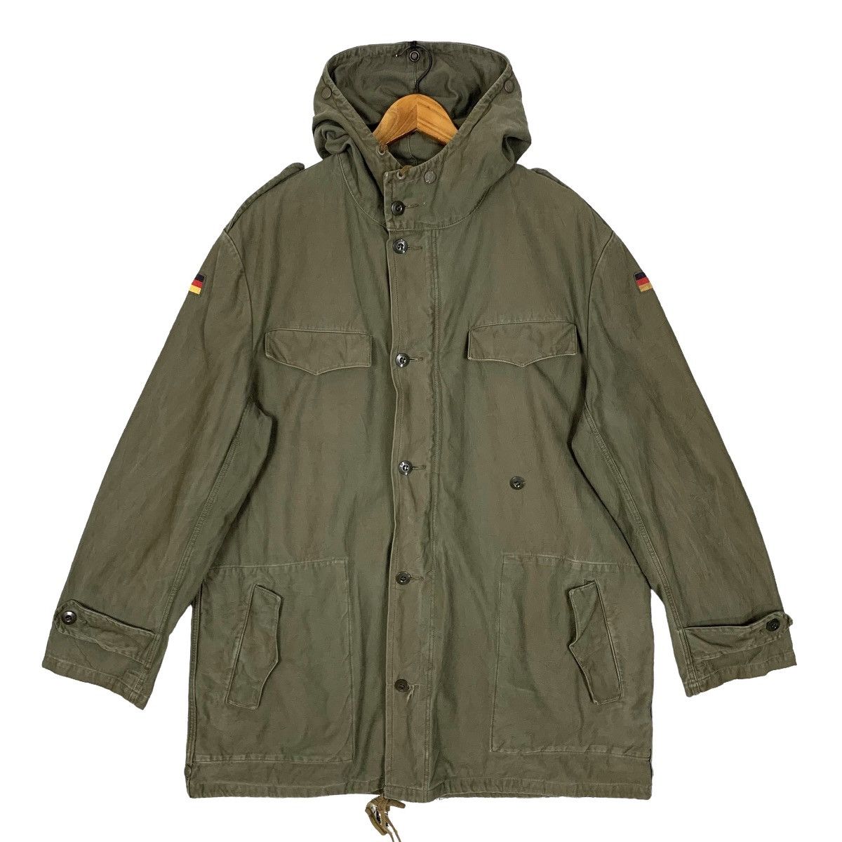image of 70's Marquardt & Schulz German Military Hoodie Jacket in Miltary Green, Men's (Size Medium)