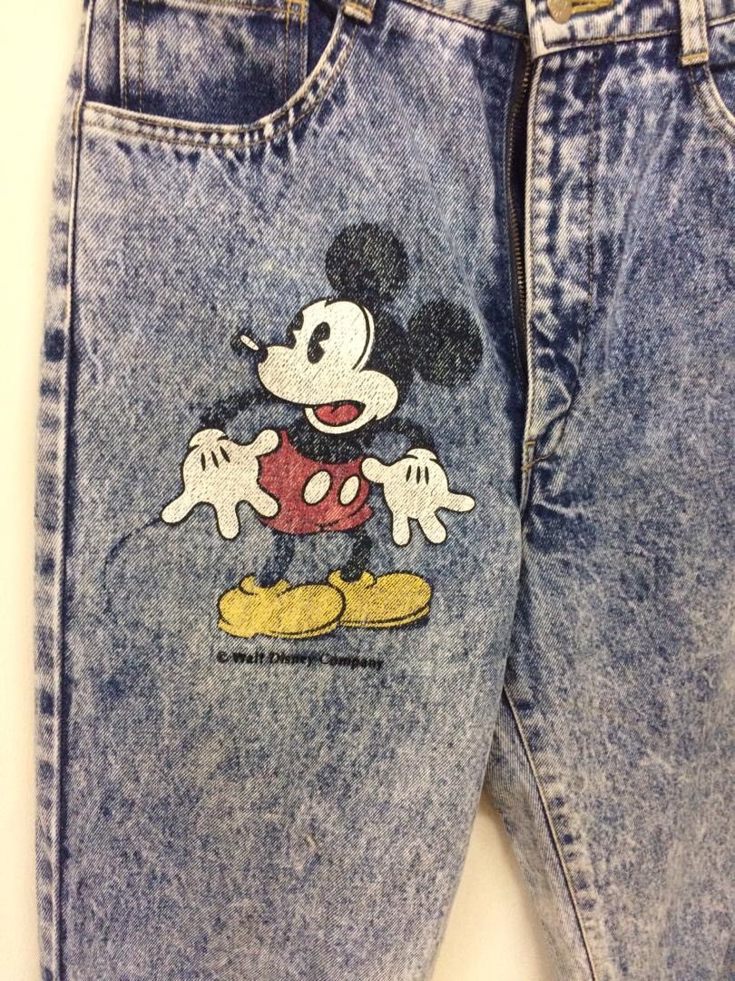 Disney MICKEY MOUSE DESIGN JEANS ACID WASH NOT FEAR OF GOD Size US 27 - 6 Thumbnail