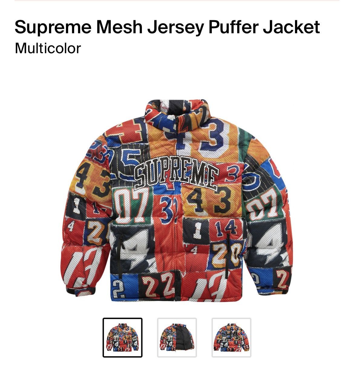 Supreme Mesh Jersey Puffer Jacket