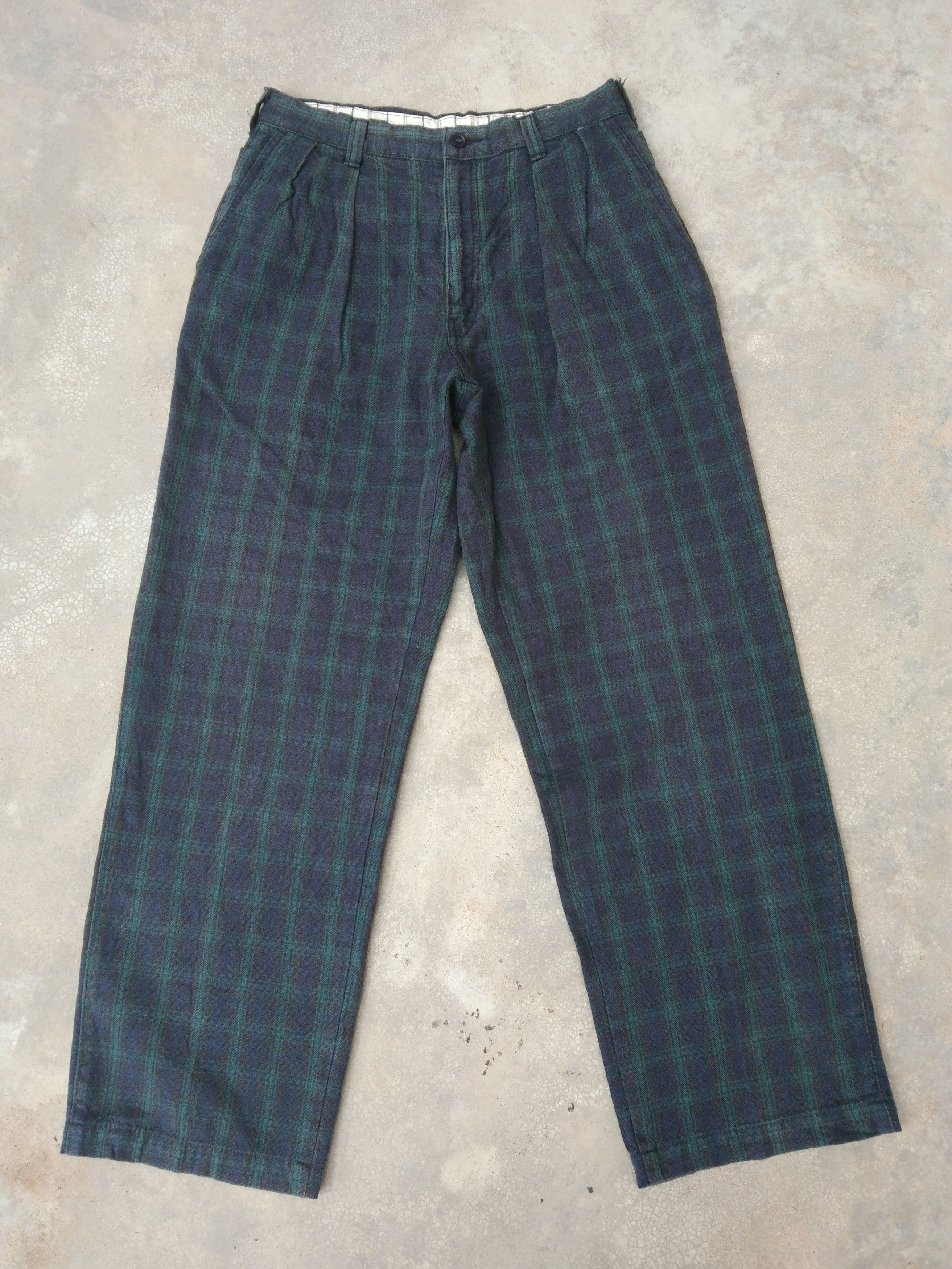 Vintage Vintage Green Plaid Checkered Pants 29x29 Grailed