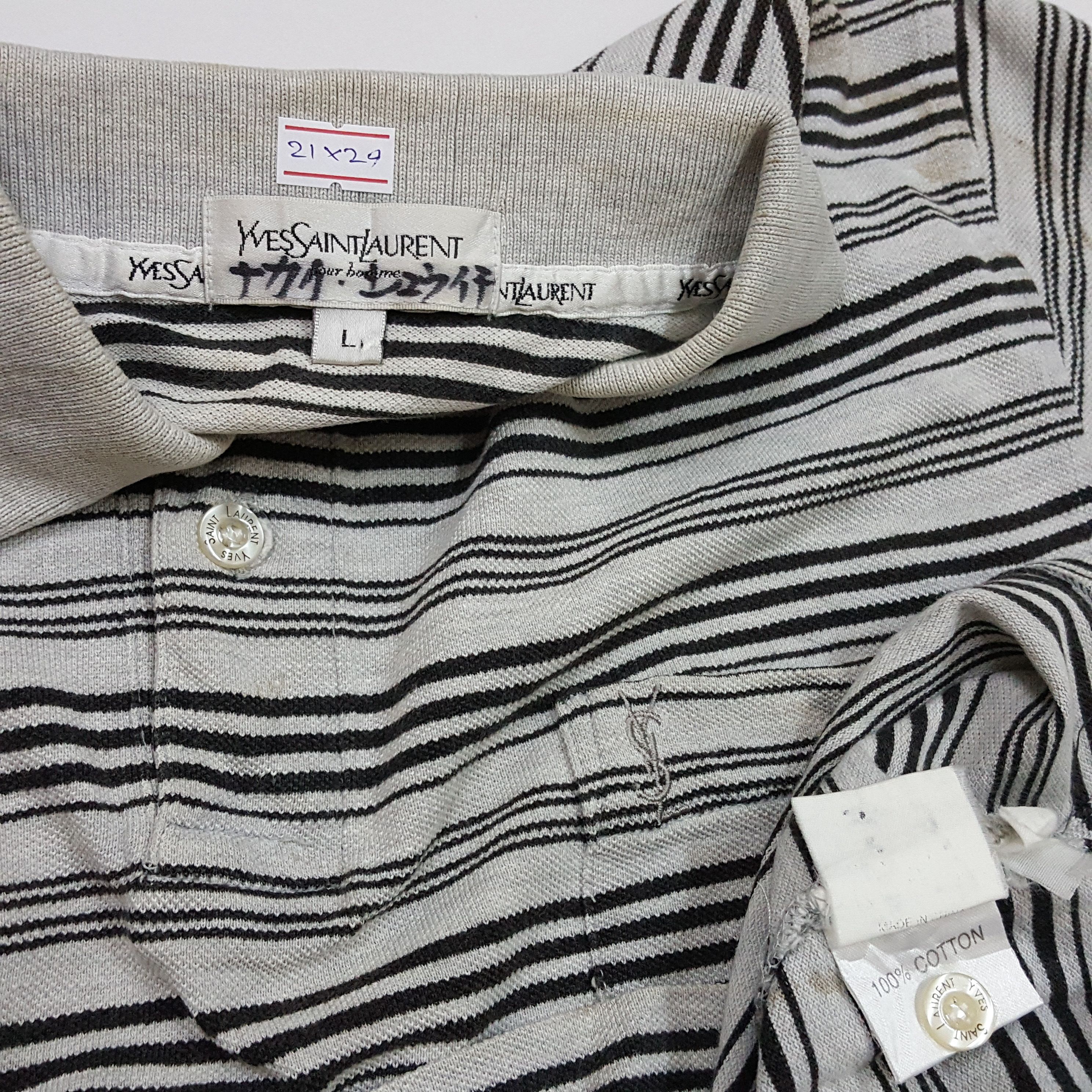Vintage × Yves Saint Laurent Vintage Yves Saint Laurent stripe design shirt Size US L / EU 52-54 / 3 - 3 Thumbnail