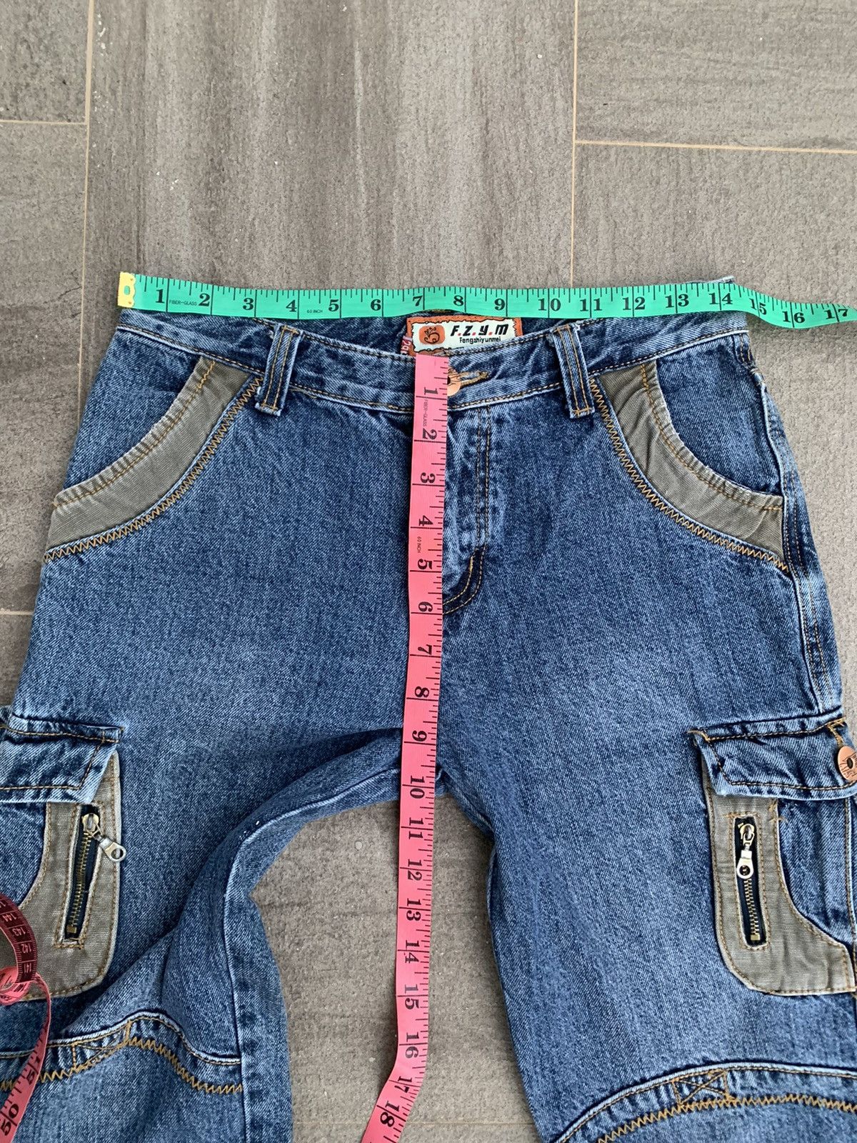Japanese Brand FZYM Denim Cargo Pants Size US 29 - 3 Thumbnail