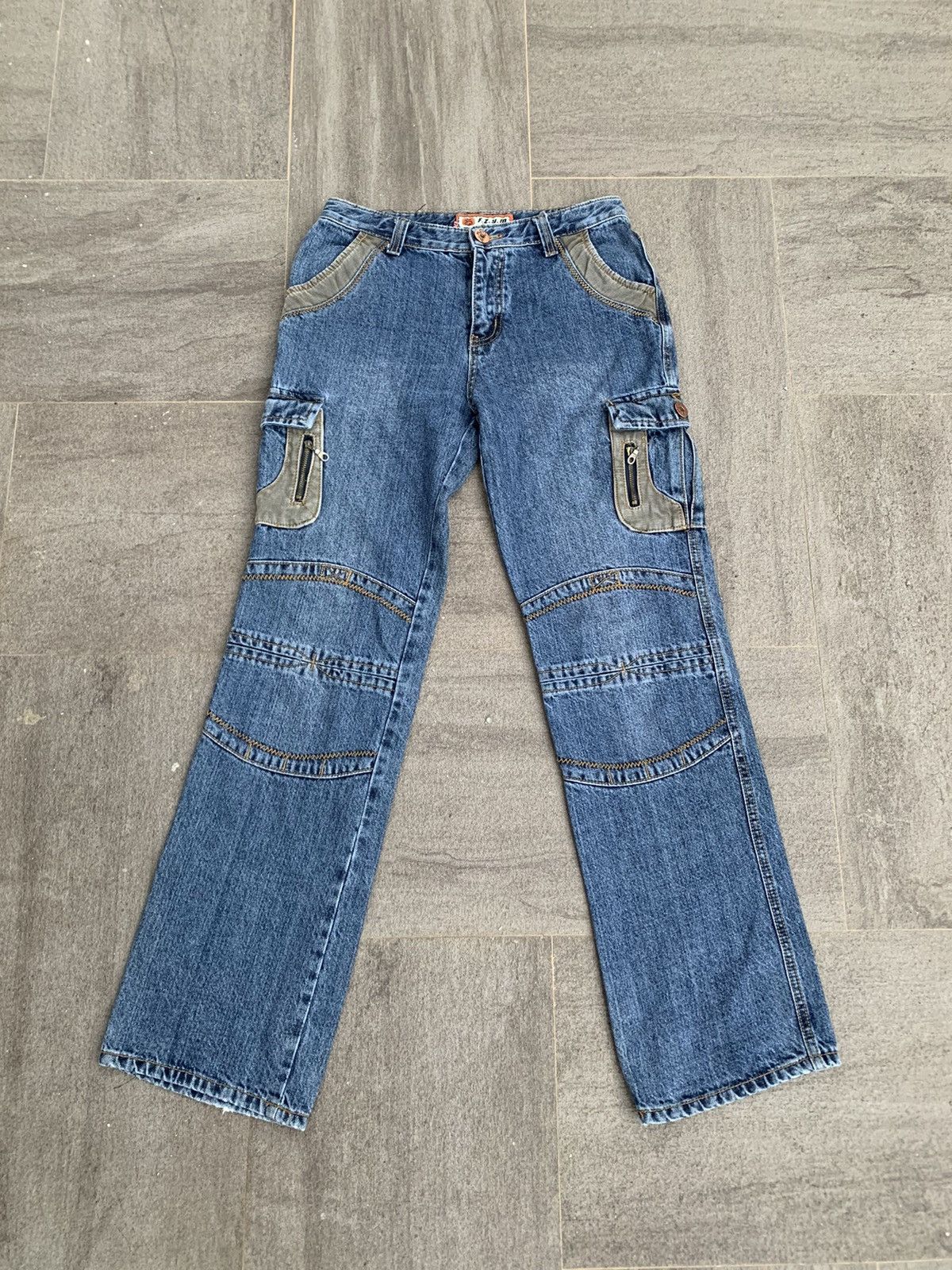 Japanese Brand FZYM Denim Cargo Pants Size US 29 - 1 Thumbnail