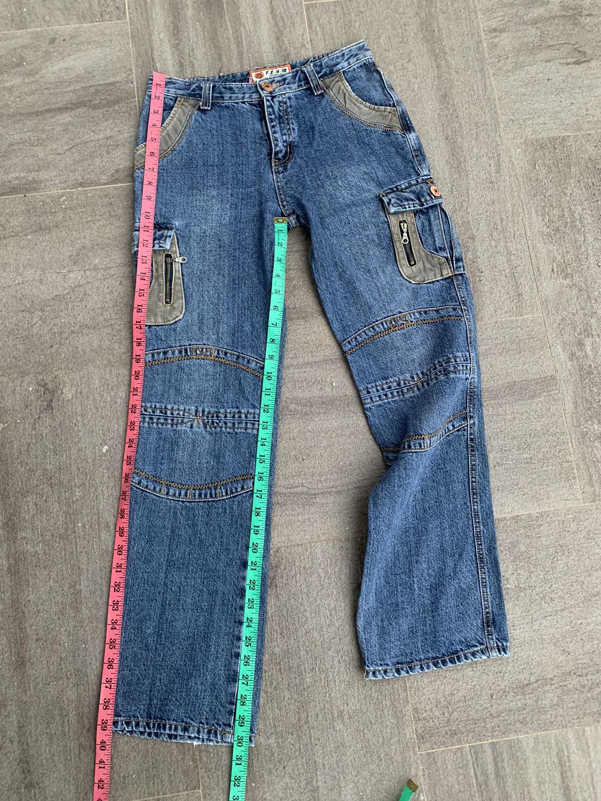 Japanese Brand FZYM Denim Cargo Pants Size US 29 - 4 Thumbnail