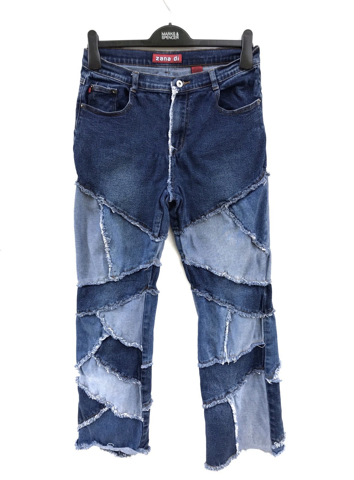 image of Distressed Denim Zana Di Patchwork Jeans Kapital Style in Blue, Men's (Size 27)