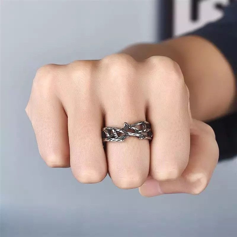 Jewelry Hollow Out Punk Retro Couple Ring Size ONE SIZE - 3 Thumbnail