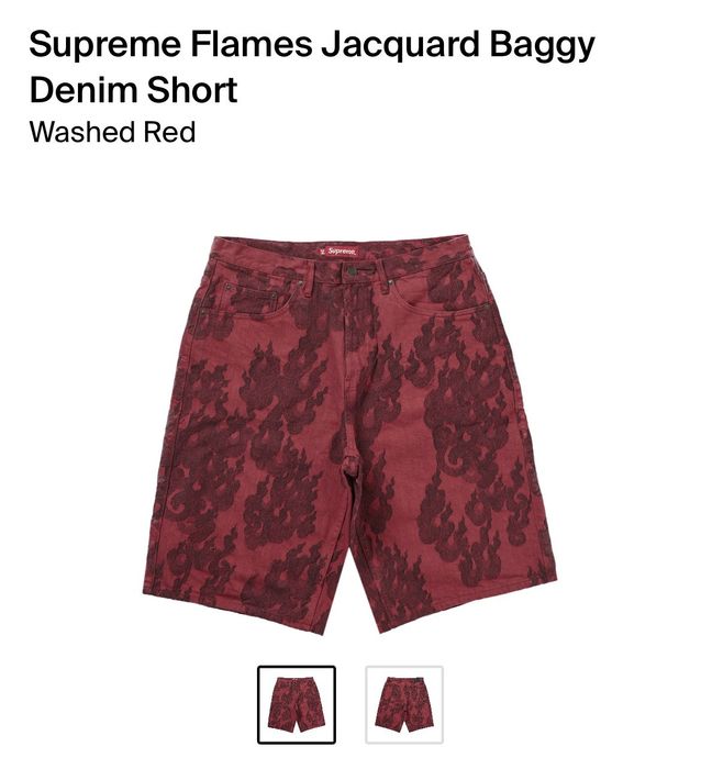 Supreme flames jacquard denim shorts | Grailed