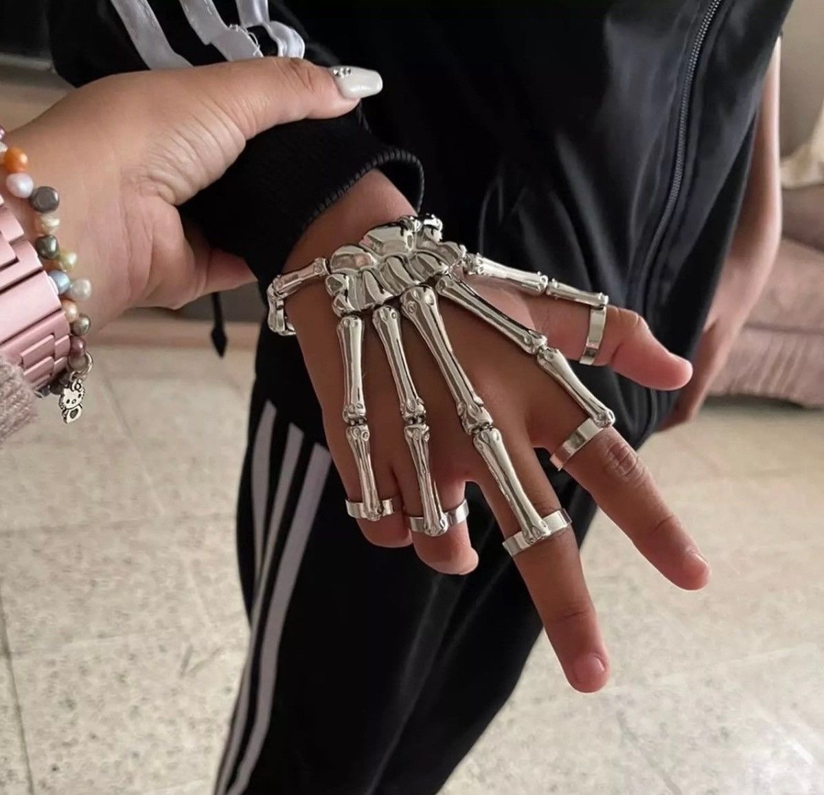 Jewelry Skeleton Ring Hand Bracelet Size ONE SIZE - 2 Thumbnail