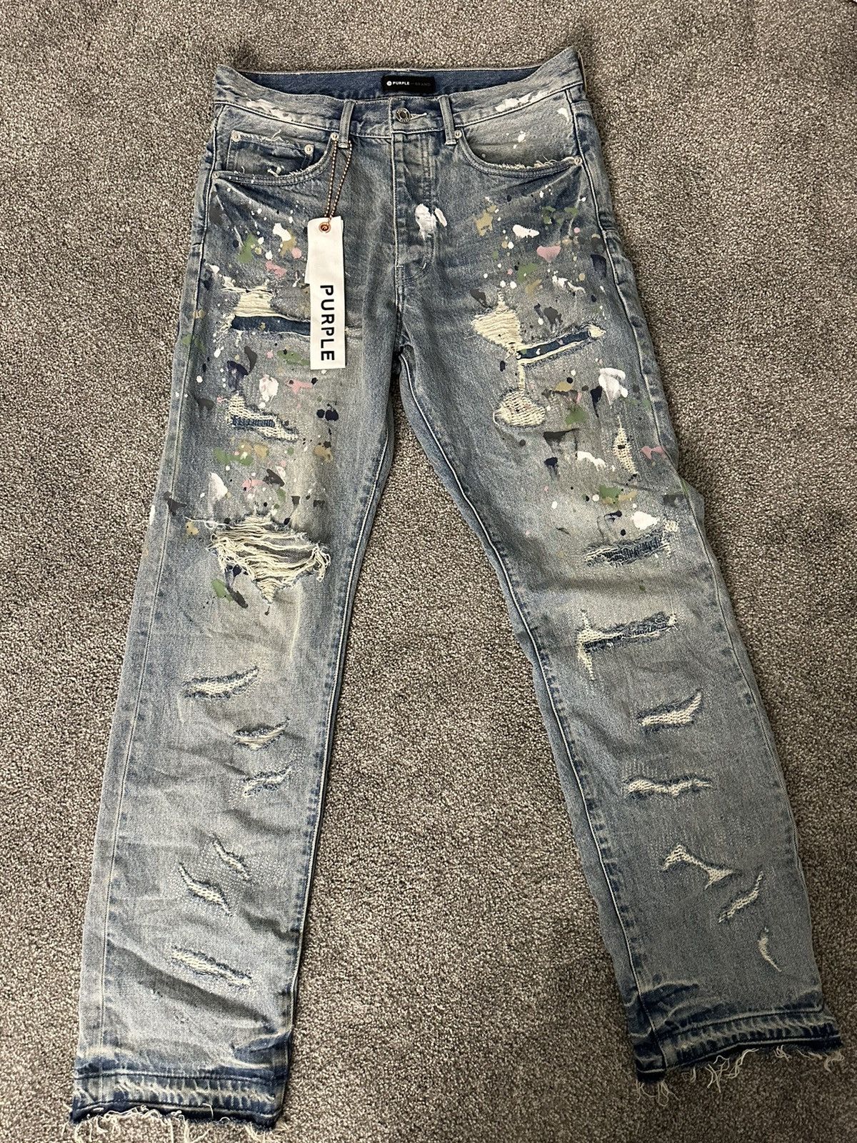Rare Purple Brand Loose Fit Paint spatter jeans style PO11