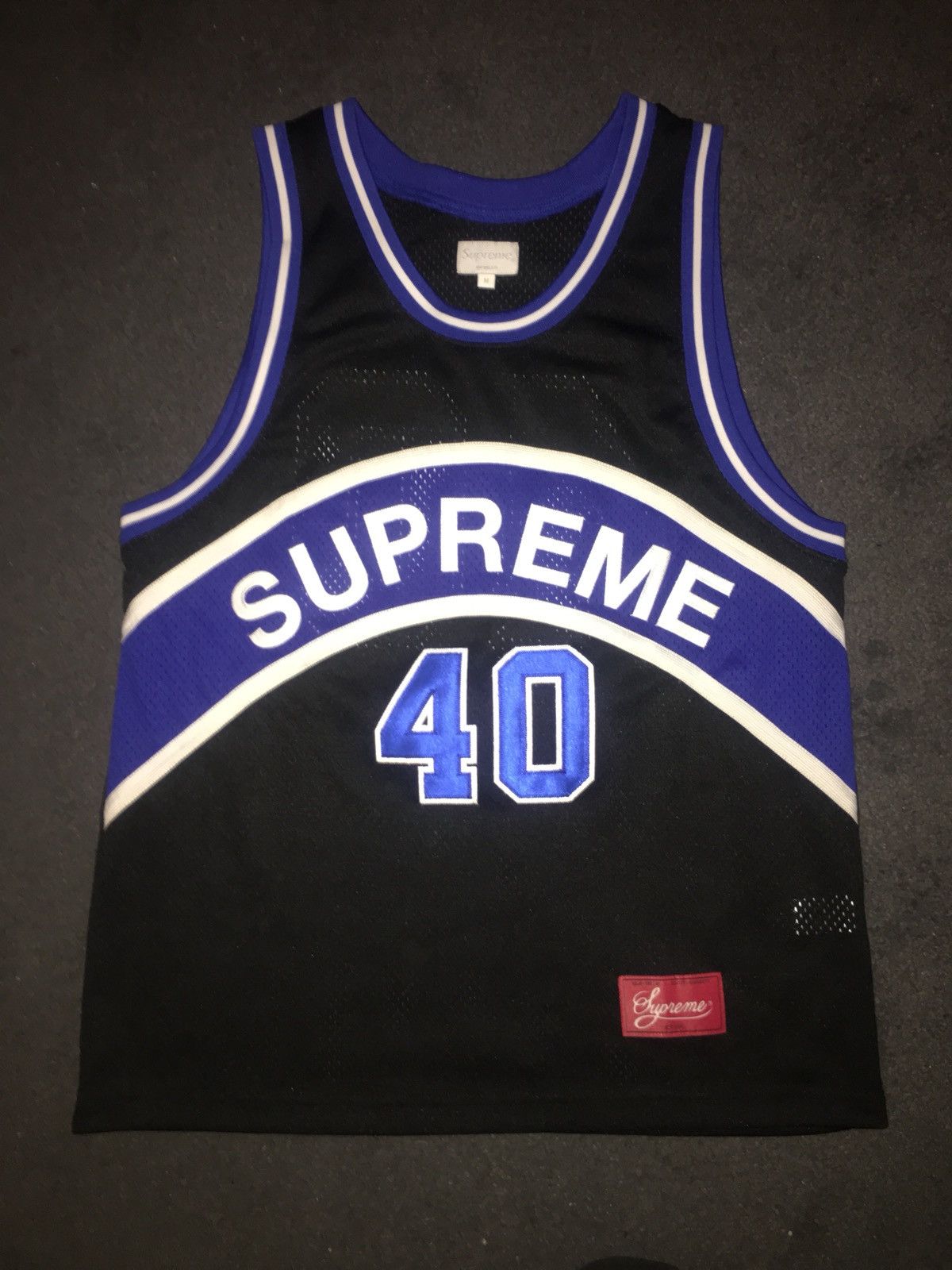 Supreme Curve Basketball Jersey Black&Blue SS17 | Grailed