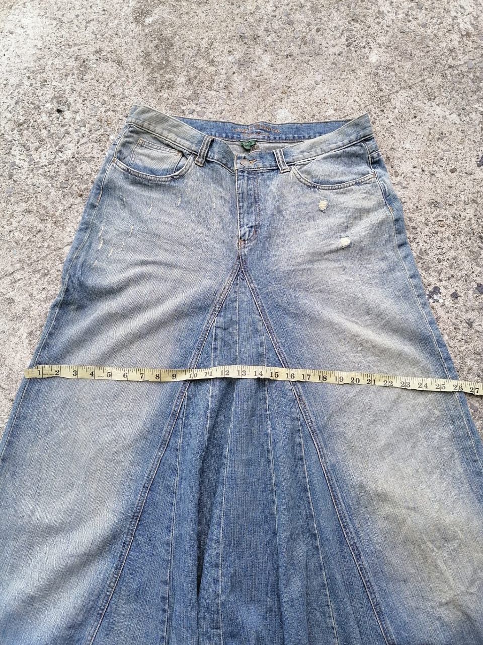 Ralph Lauren × Vintage Ralph Lauren Distressed Denim Skirt Size 34" / US 12 / IT 48 - 7 Thumbnail