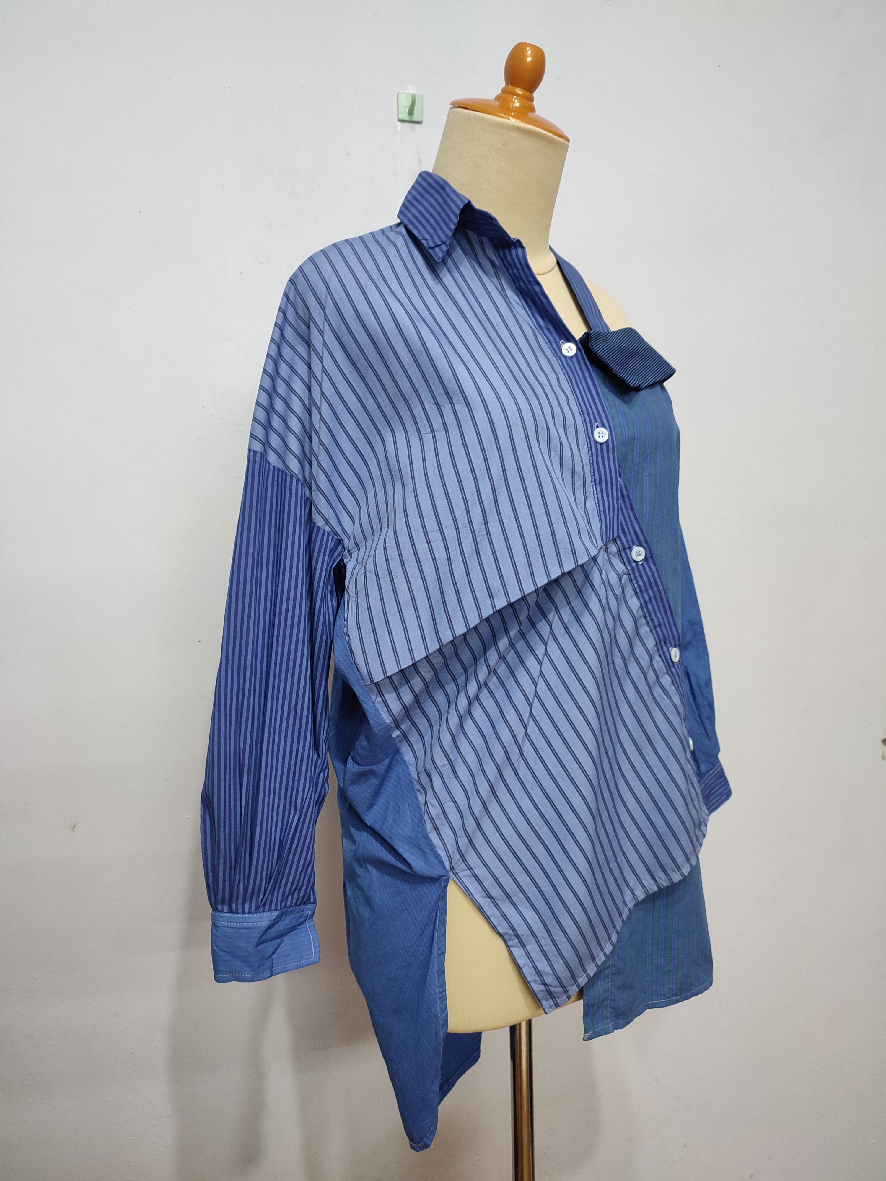 Seditionaries SICK🔥 Momoshero Asymmetric Stripe Long Shirt Size M / US 6-8 / IT 42-44 - 2 Thumbnail