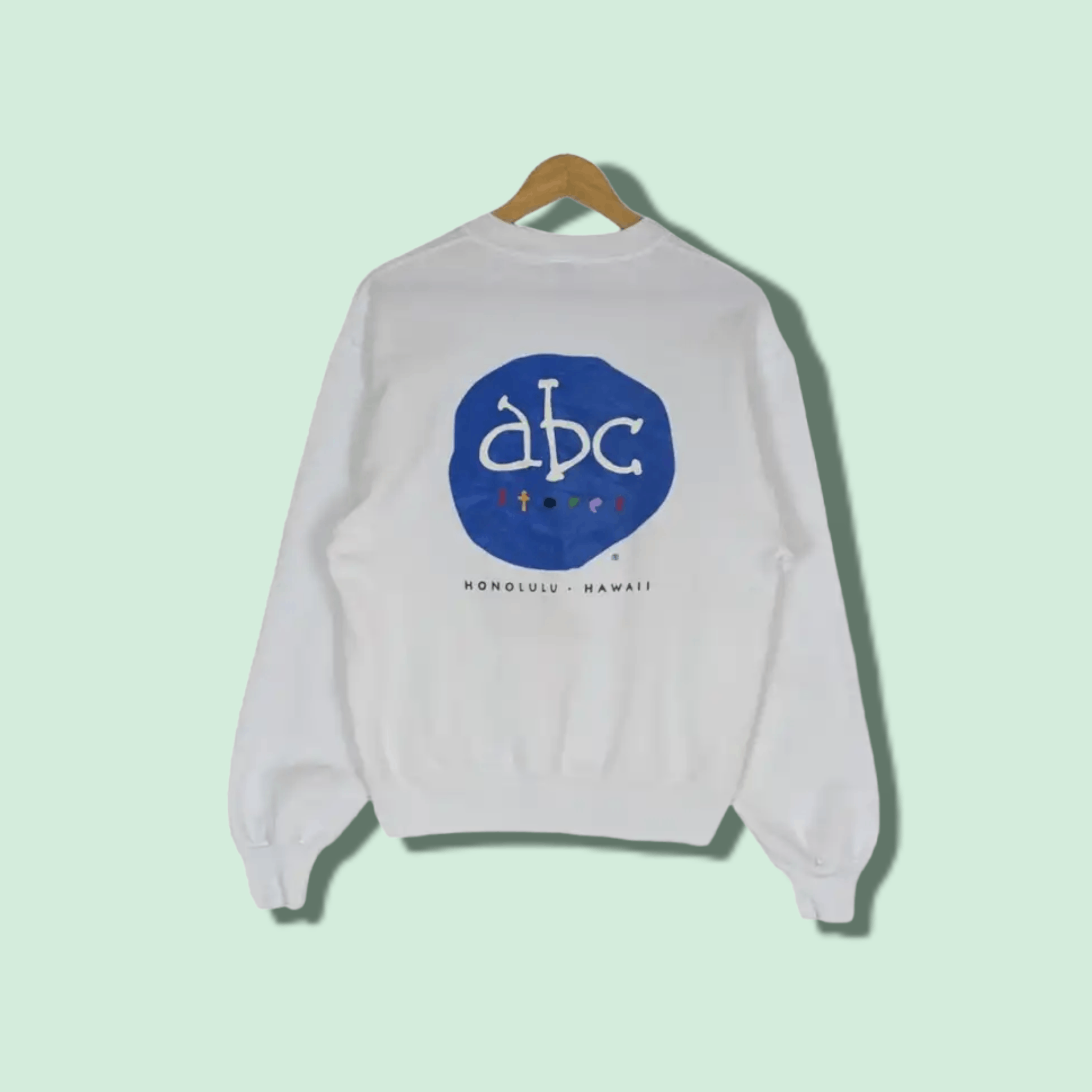 image of Jerzees x Made In USA Vintage 90's Abc Stores Hawaii Crewneck Jumper Sweatshirt in White (Size Smal