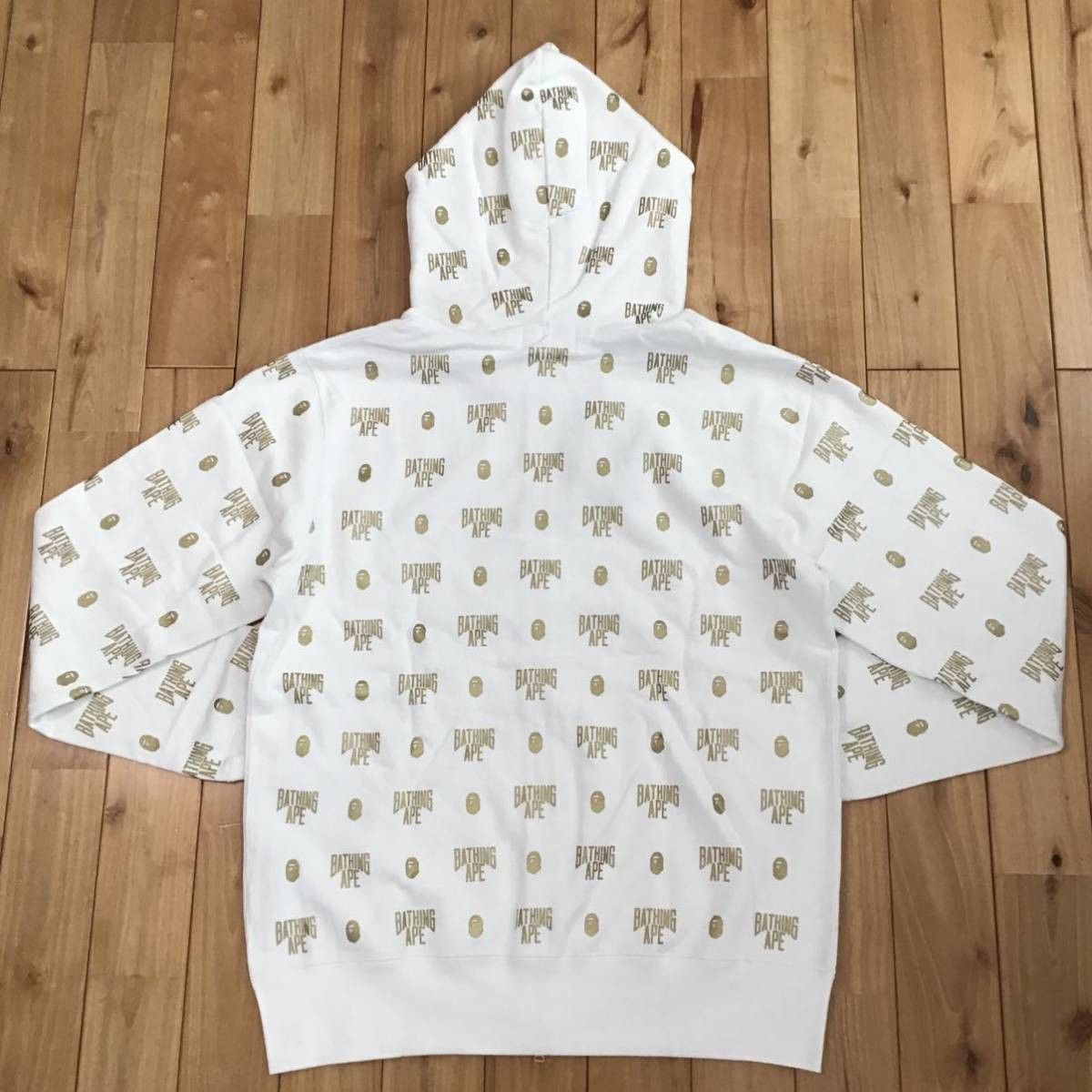 Bape 🔥XL🔥 BAPE Monogram BAPE logo full zip hoodie white x GOLD Size US XL / EU 56 / 4 - 4 Thumbnail