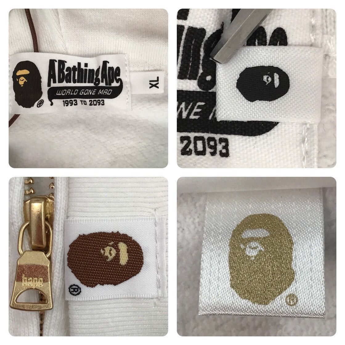Bape 🔥XL🔥 BAPE Monogram BAPE logo full zip hoodie white x GOLD Size US XL / EU 56 / 4 - 7 Thumbnail