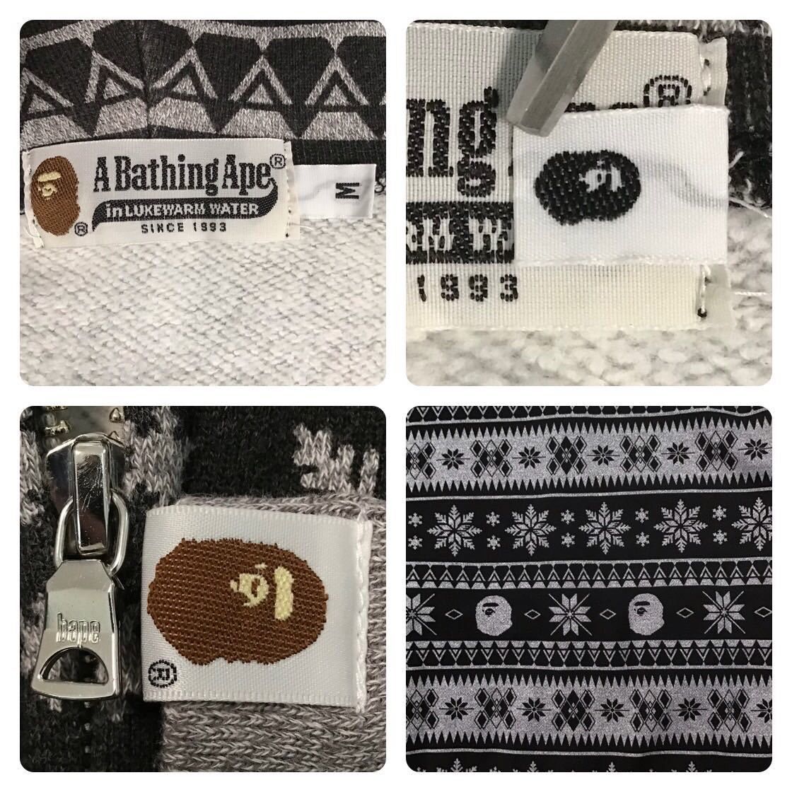 Bape BAPE Nordic pattern full zip hoodie gray x black Size US M / EU 48-50 / 2 - 6 Thumbnail