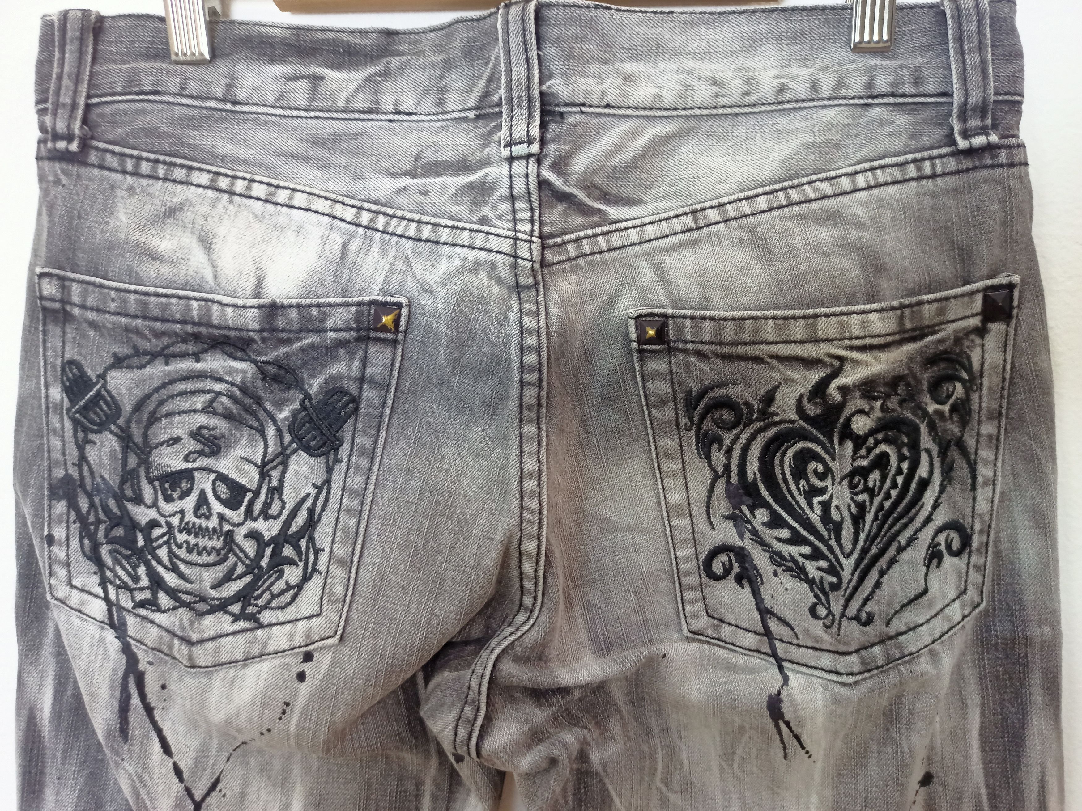 Japanese Brand Vintage SORRIDERE Skull Smoke Flared Jeans Size US 32 / EU 48 - 14 Thumbnail