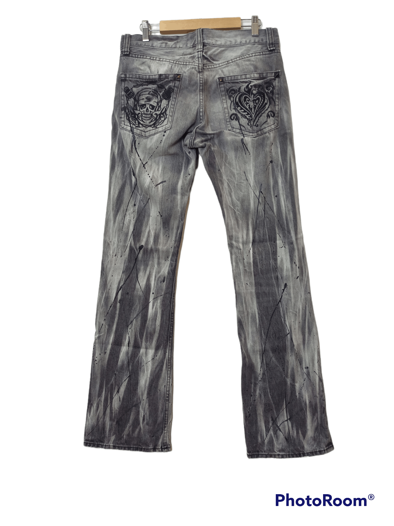 Japanese Brand Vintage SORRIDERE Skull Smoke Flared Jeans Size US 32 / EU 48 - 1 Thumbnail