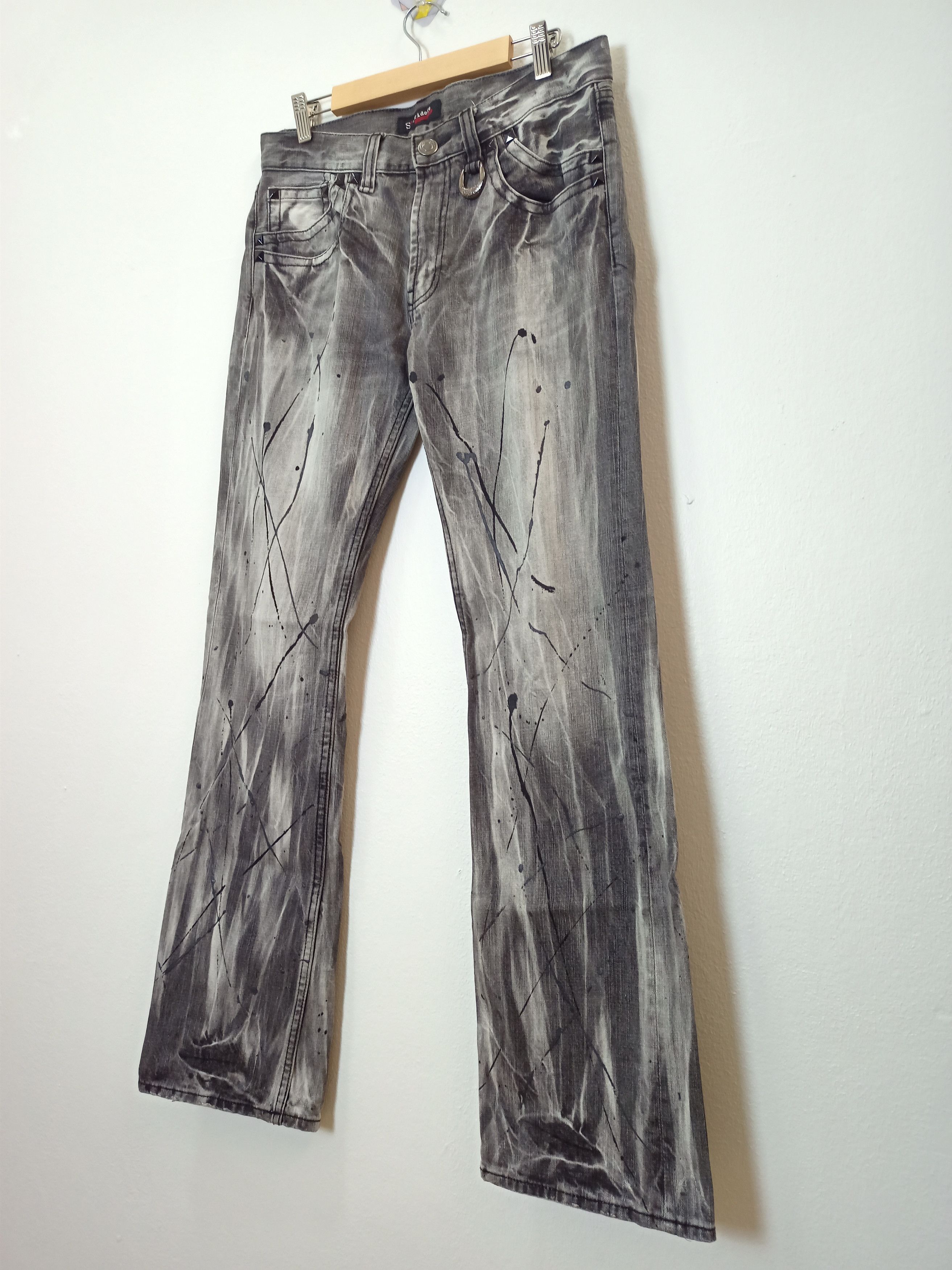 Japanese Brand Vintage SORRIDERE Skull Smoke Flared Jeans Size US 32 / EU 48 - 3 Thumbnail