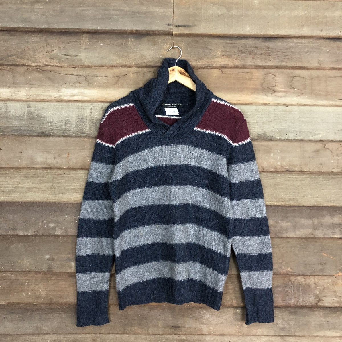Daniele Blasi Daniele Blasi made in italy Stripe Grey Knitwear #092B Size US M / EU 48-50 / 2 - 1 Thumbnail
