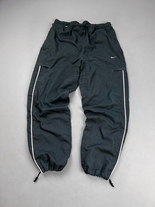 Vintage Nike Nylon Track Pants Rare Y2K Hype Swoosh Orange Gray Size L