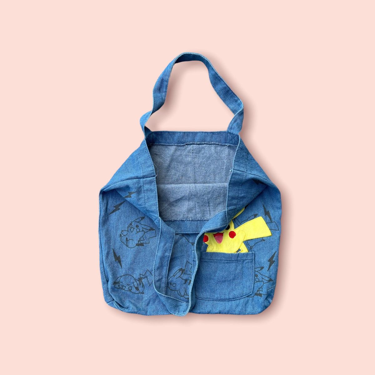 Anime × Japanese Brand × Pokemon PIKACHU POKEMON X SEGA DENIM TOTE BAG Size ONE SIZE - 2 Thumbnail
