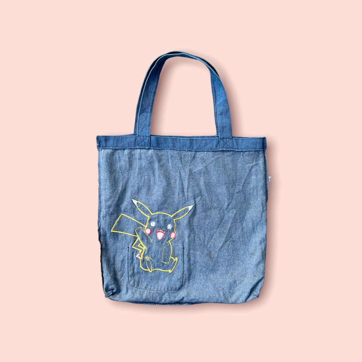 Anime × Japanese Brand × Pokemon PIKACHU POKEMON X SEGA DENIM TOTE BAG Size ONE SIZE - 6 Thumbnail